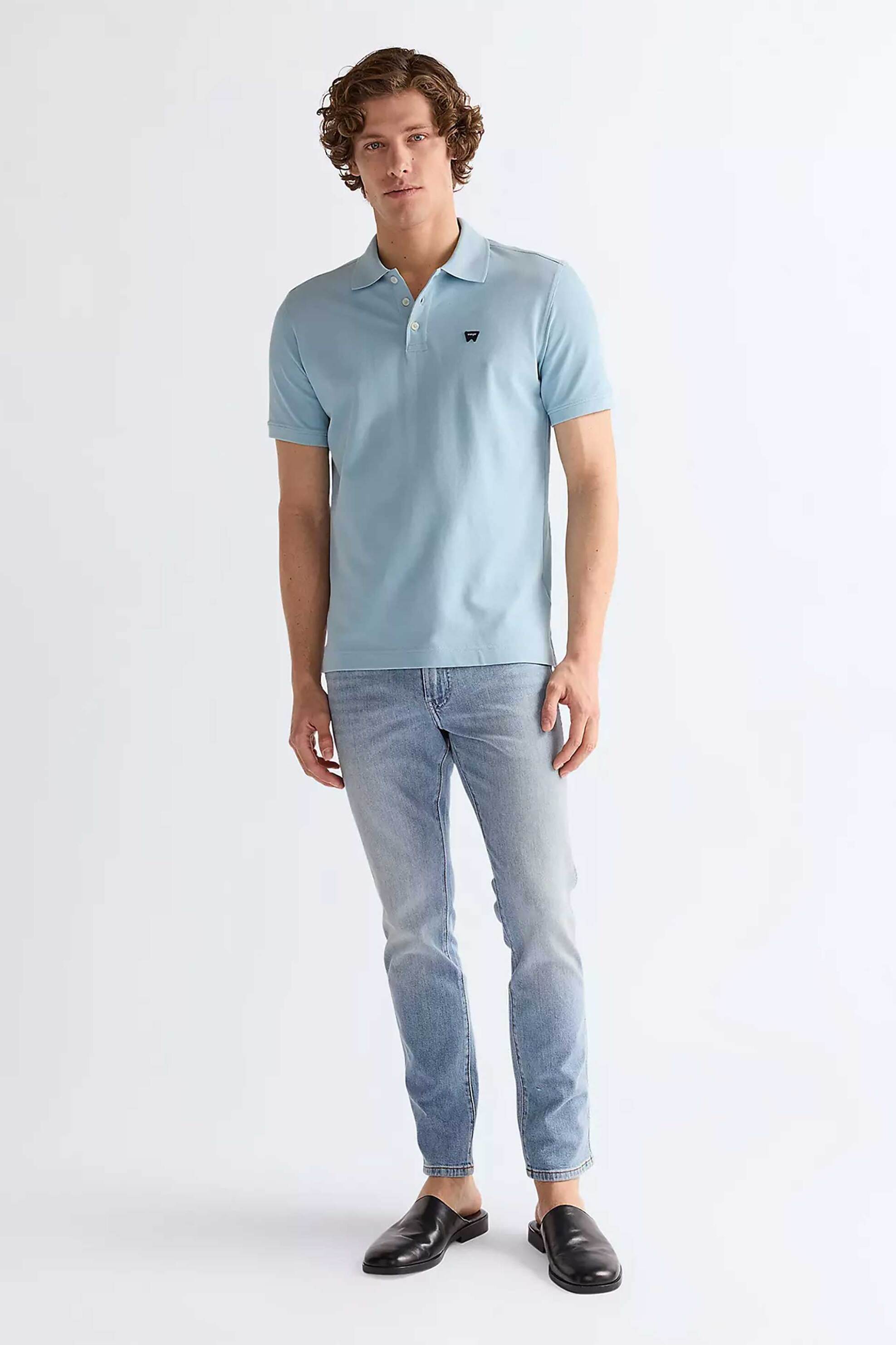Wrangler® ανδρικό τζιν παντελόνι πεντάτσεπο Slim Tapered Fit "Larston" - 112377820 Denim Blue Ανοιχτό