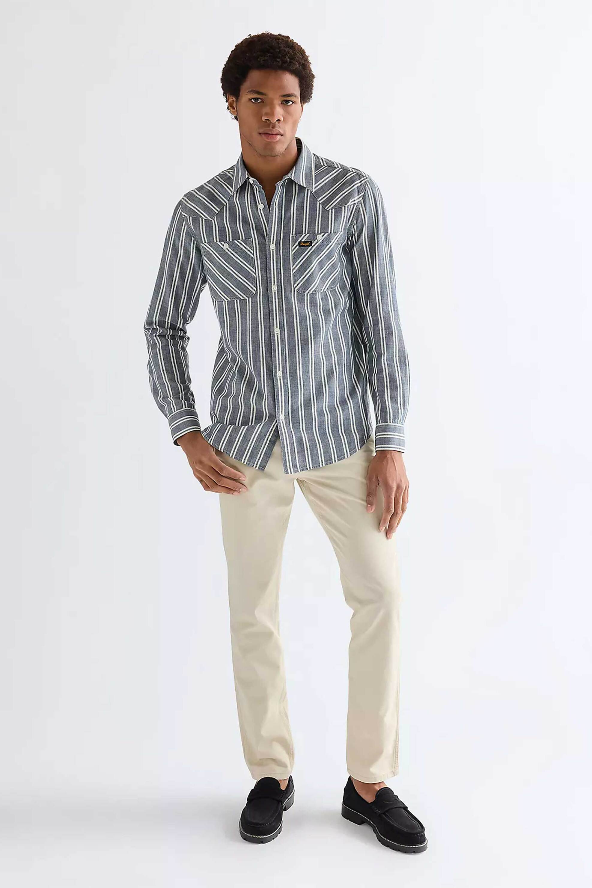 Wrangler® ανδρικό παντελόνι πεντάτσεπο Straight Fit "Greensboro" - 112378995 Μπεζ