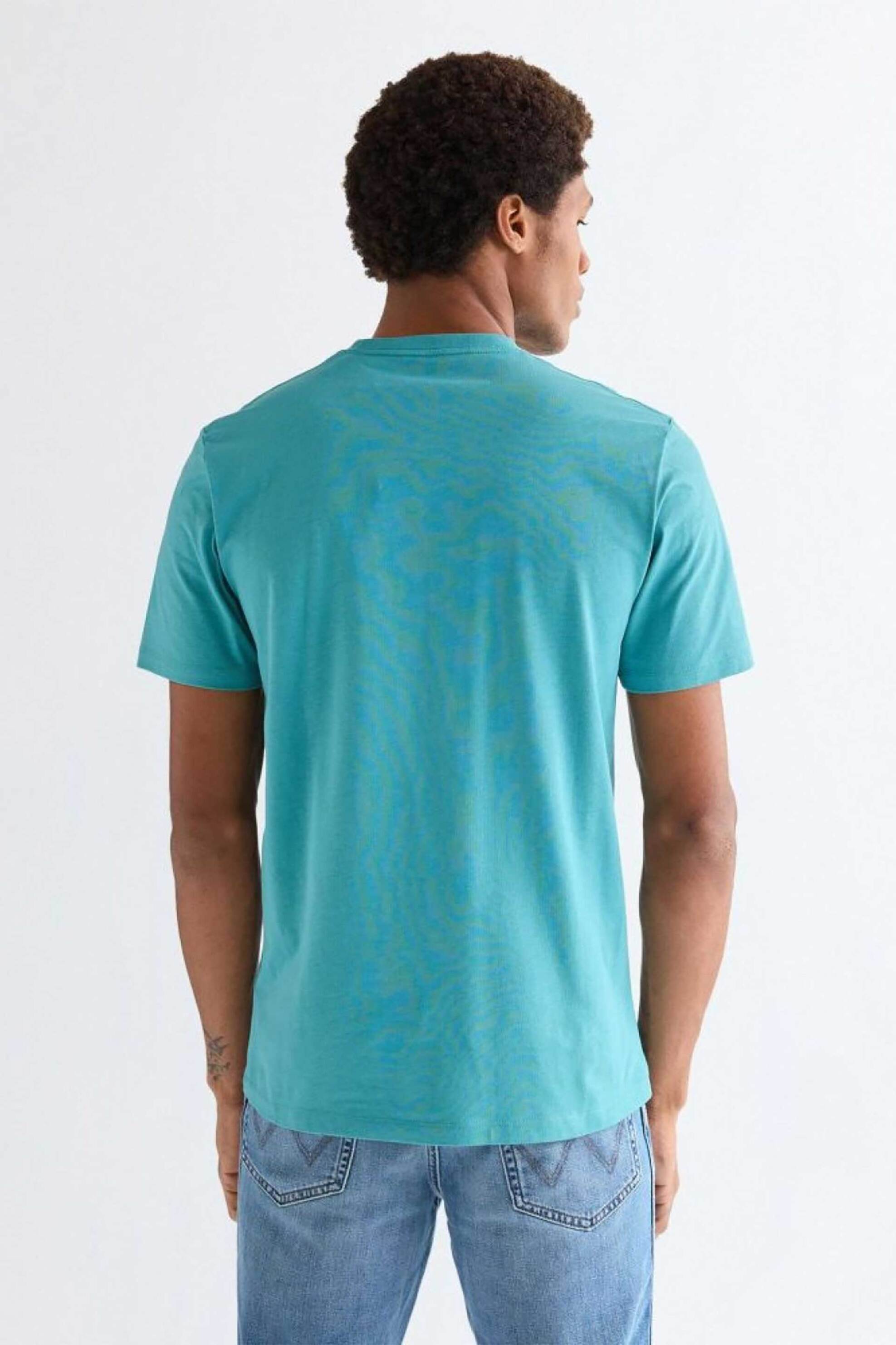 Wrangler Ανδρικό T-Shirt με Κέντημα Regular Fit - 112377990 Πράσινο Aqua