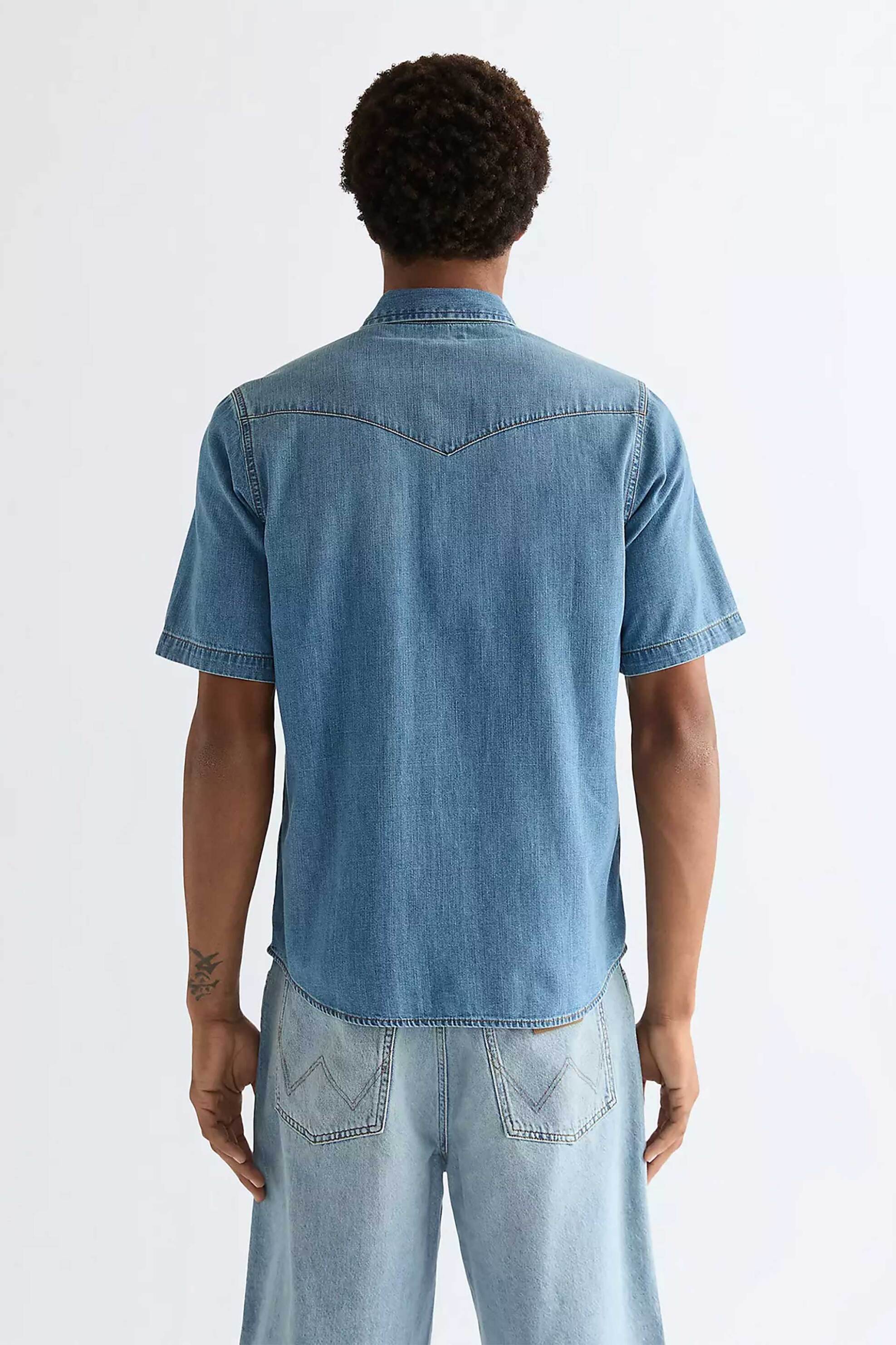 Wrangler Ανδρικό Denim Πουκάμισο Regular Fit Western - 112378394 Blue