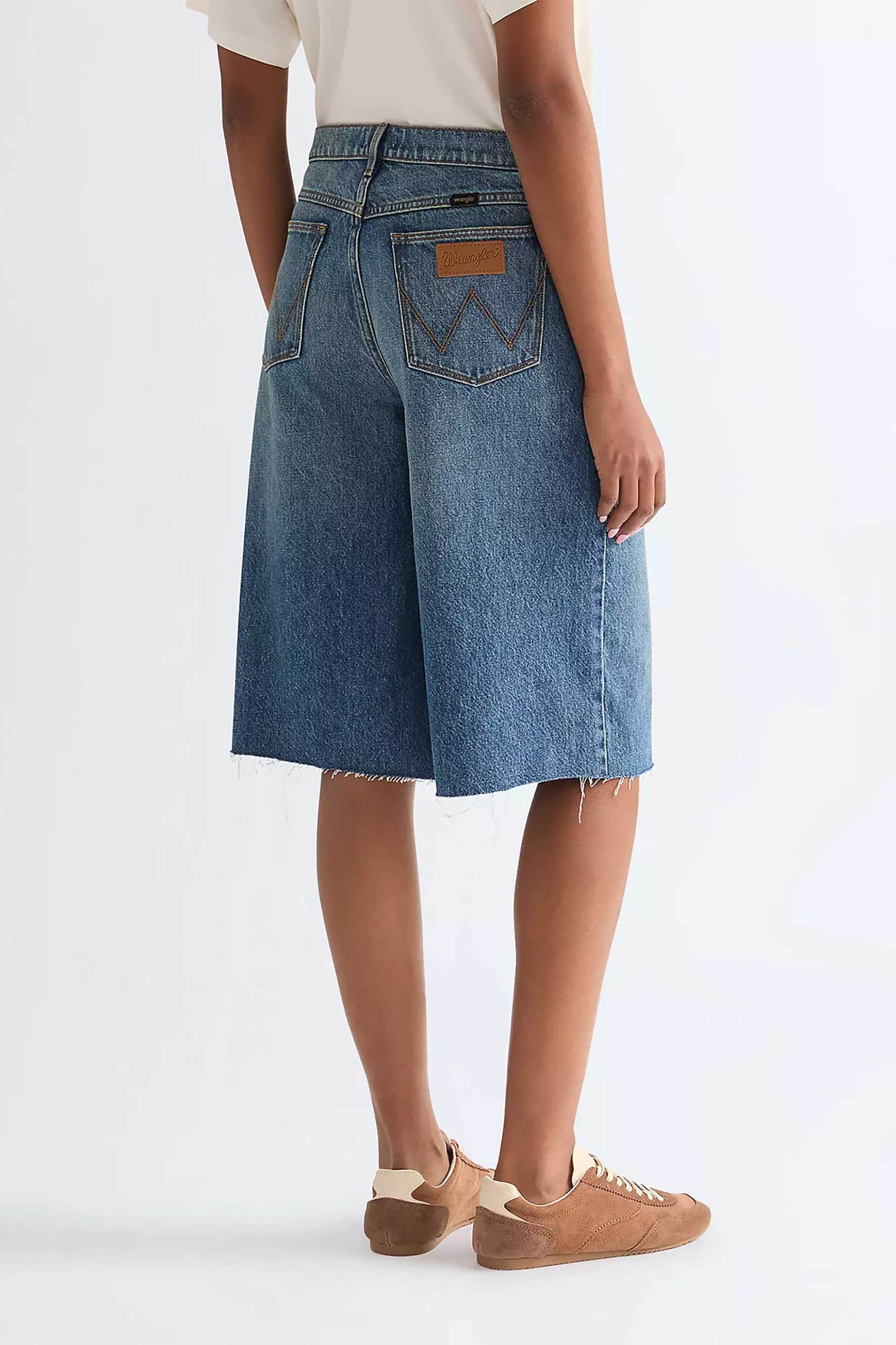 Wrangler Γυναικεία Denim Βερμούδα Low Rise Πεντάτσεπη Loose Fit - 112378218 Blue