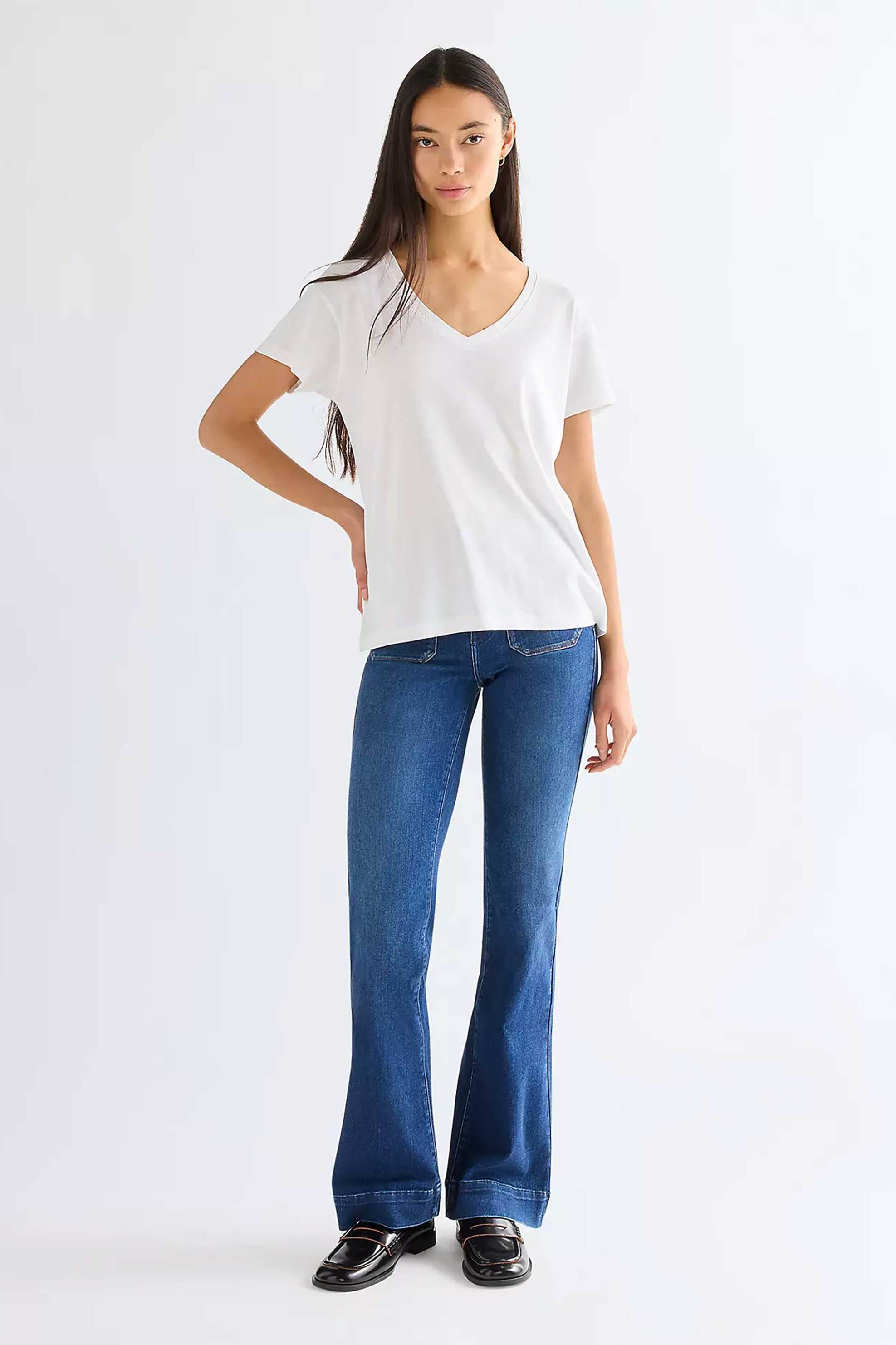 Wrangler® γυναικείο τζιν παντελόνι Flared Fit - 112351028 Denim Blue