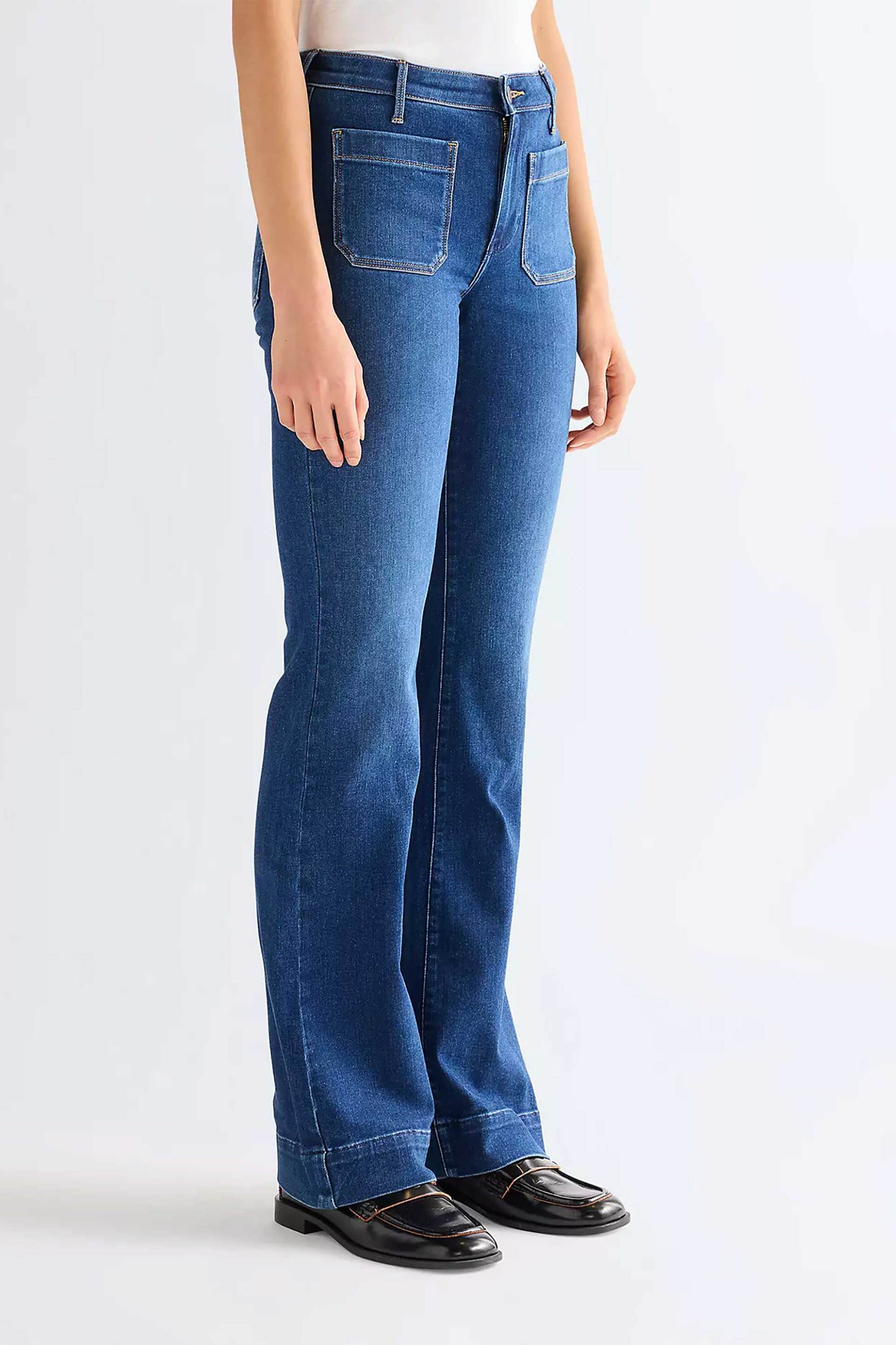 Wrangler® γυναικείο τζιν παντελόνι Flared Fit - 112351028 Denim Blue