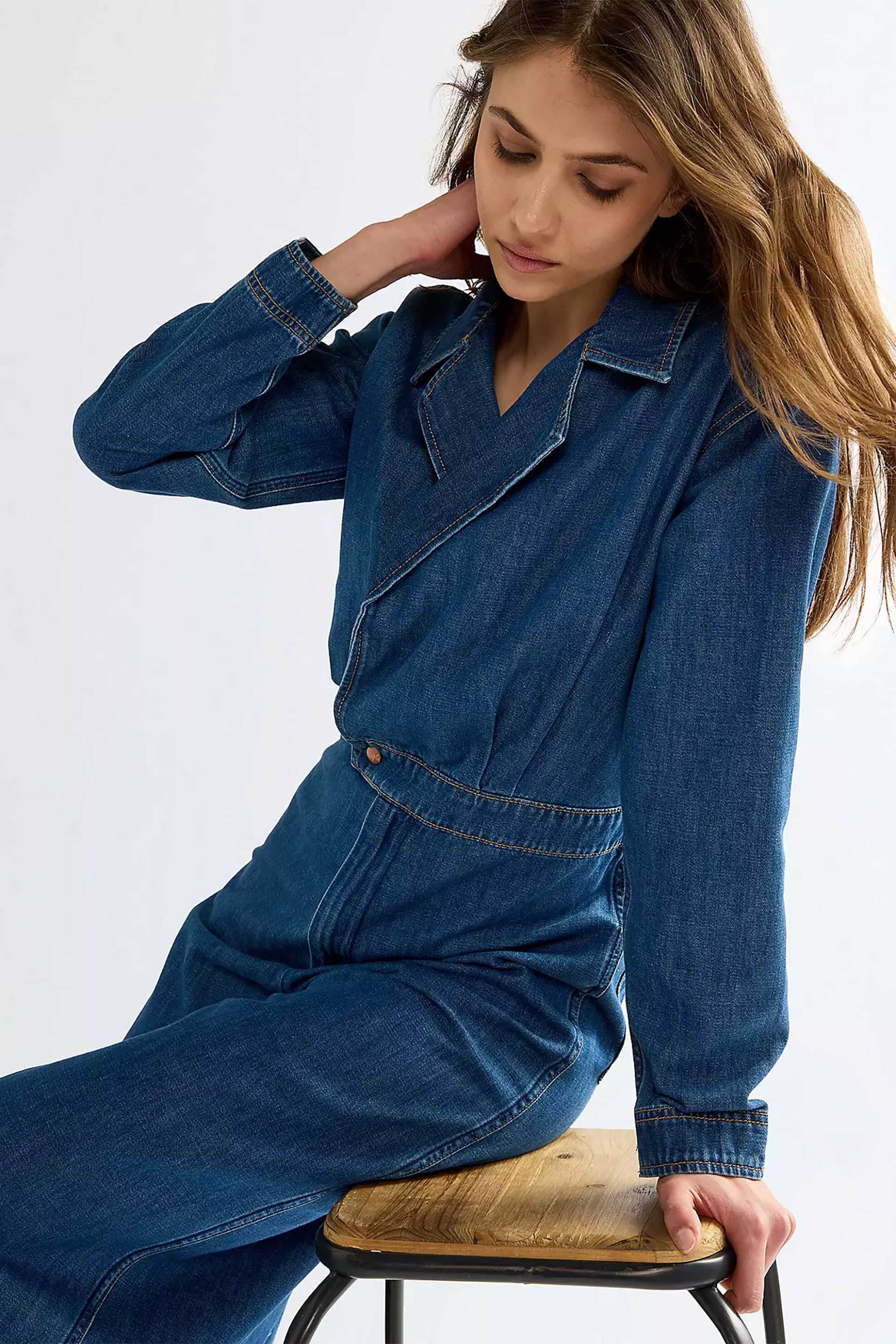 Wrangler® γυναικεία denim ολόσωμη φόρμα Relaxed Fit A-line Wide Leg 