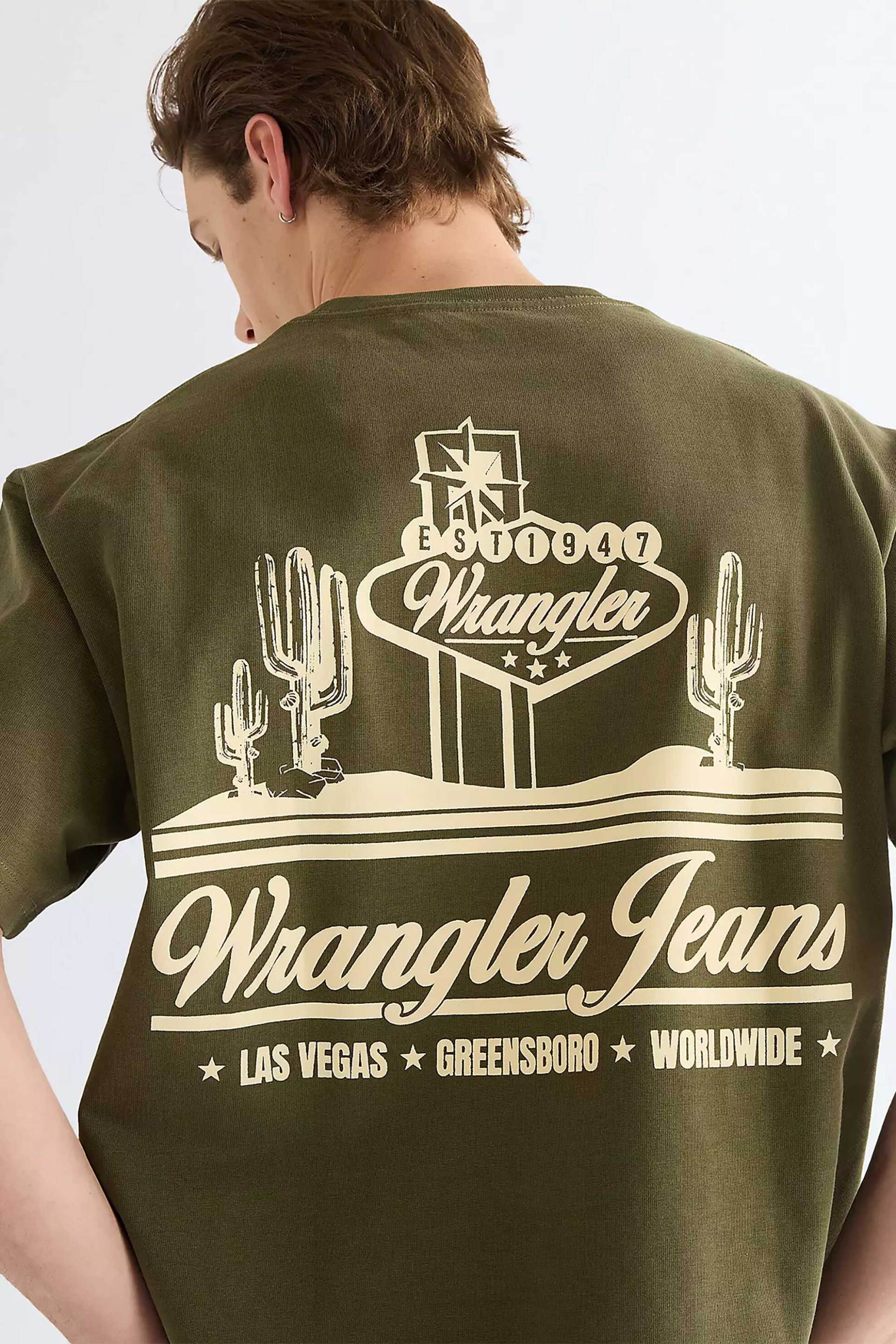 Wrangler Ανδρικό T-Shirt με Print Boxy Oversized Fit Vintage - 112386991 Λαδί