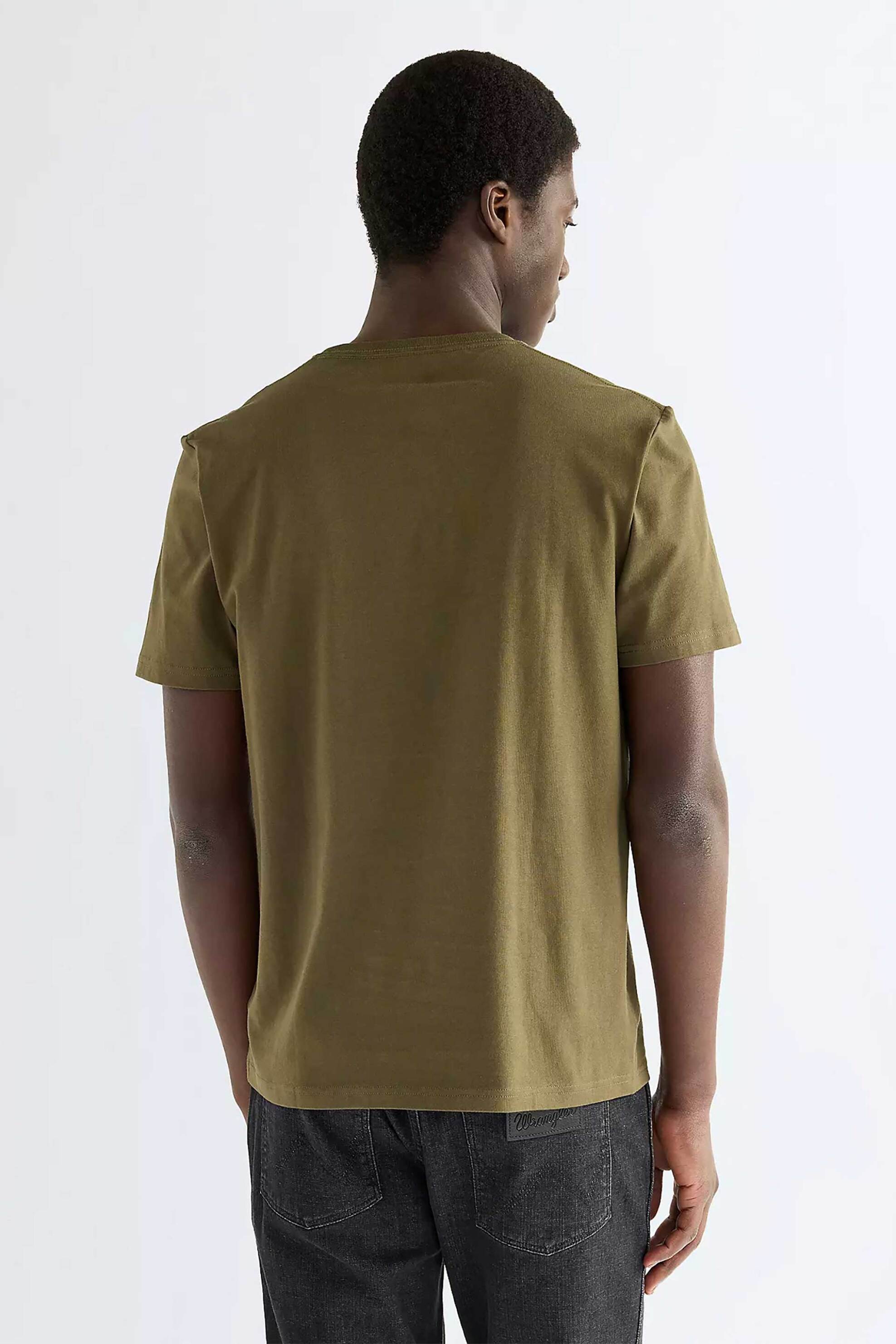 Wrangler Ανδρικό T-Shirt με Print Regular Fit Americana - 112387023 Λαδί