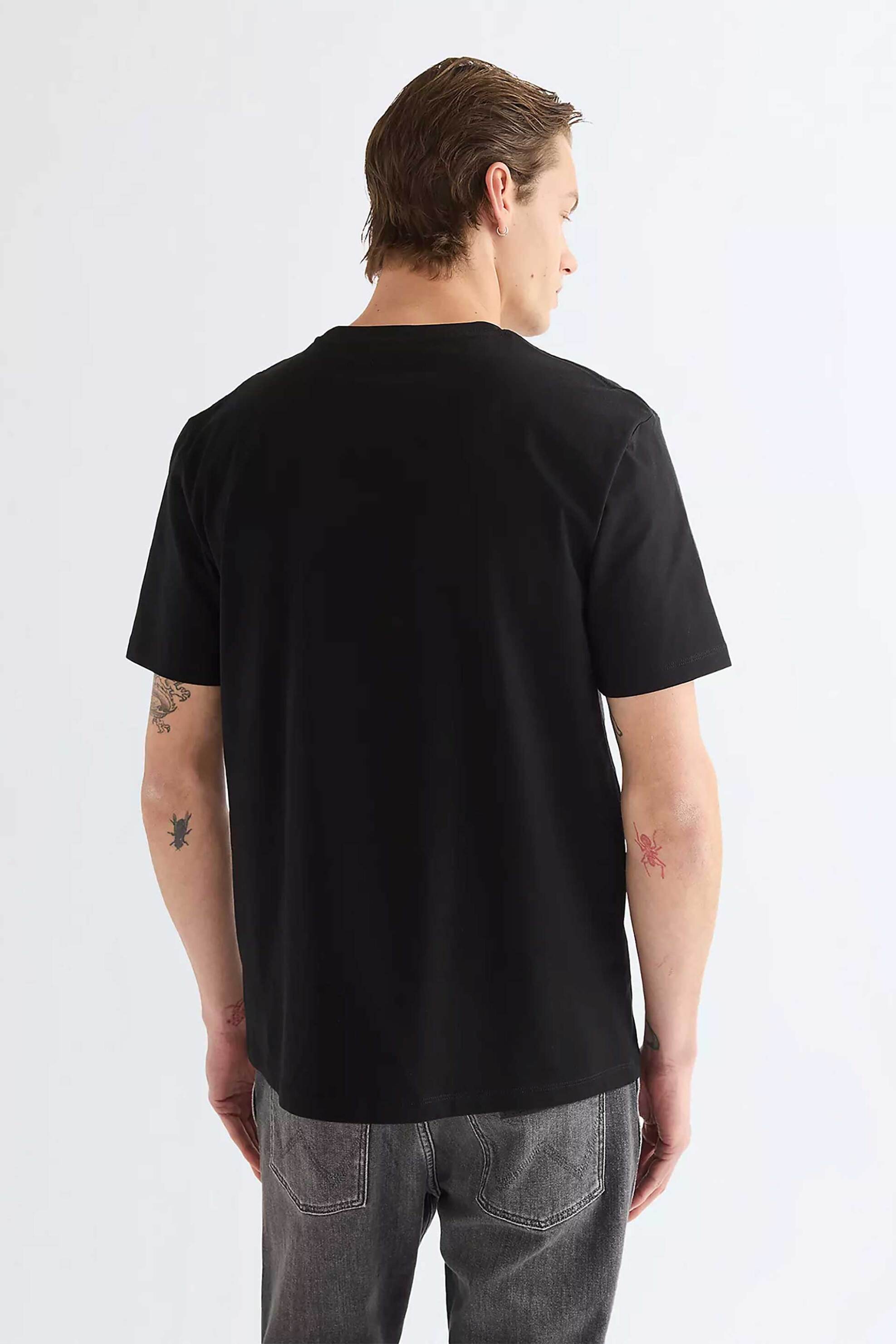 Wrangler Ανδρικό T-Shirt με Λογότυπο Regular Fit Small Graphic - 112387028 Μαύρο