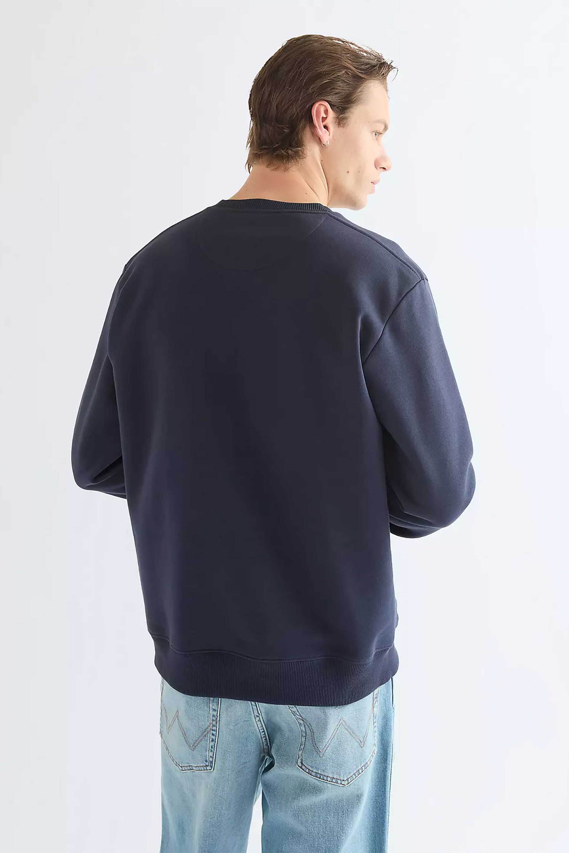 Wrangler Ανδρική Μπλούζα Φούτερ με Λογότυπο Regular Fit Small Graphic - 112387040 Μπλε Σκούρο