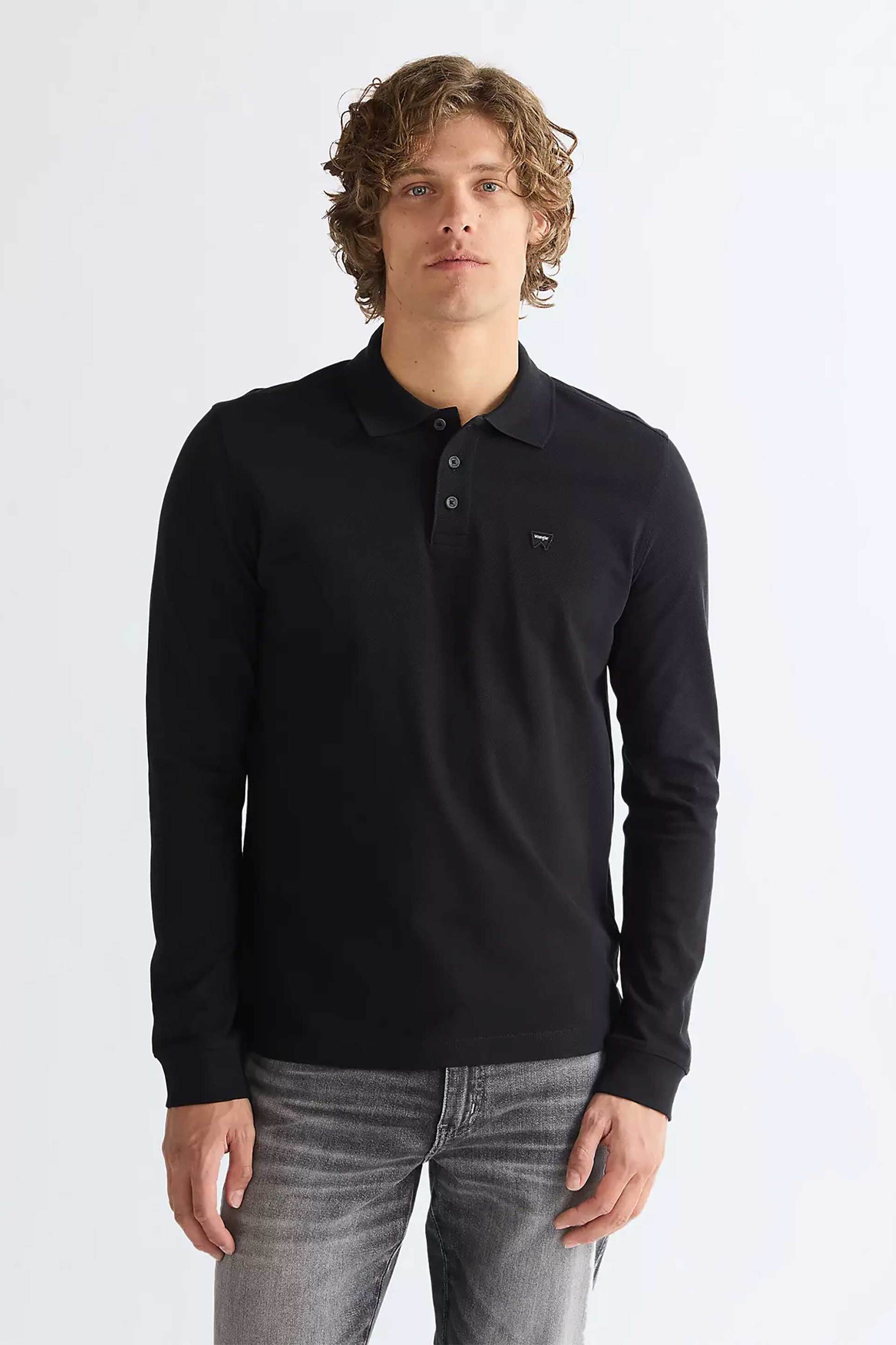 Wrangler® ανδρική μπλούζα πόλο με λογότυπο Regular Fit - 112387207 Μαύρο