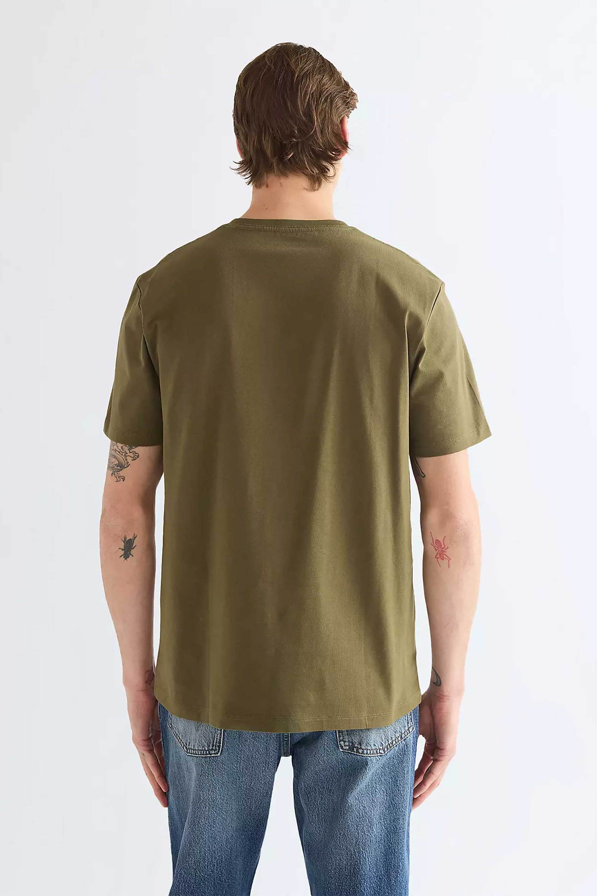 Wrangler Ανδρικό T-Shirt με Λογότυπο Regular Fit Sign Off - 112388207 Λαδί