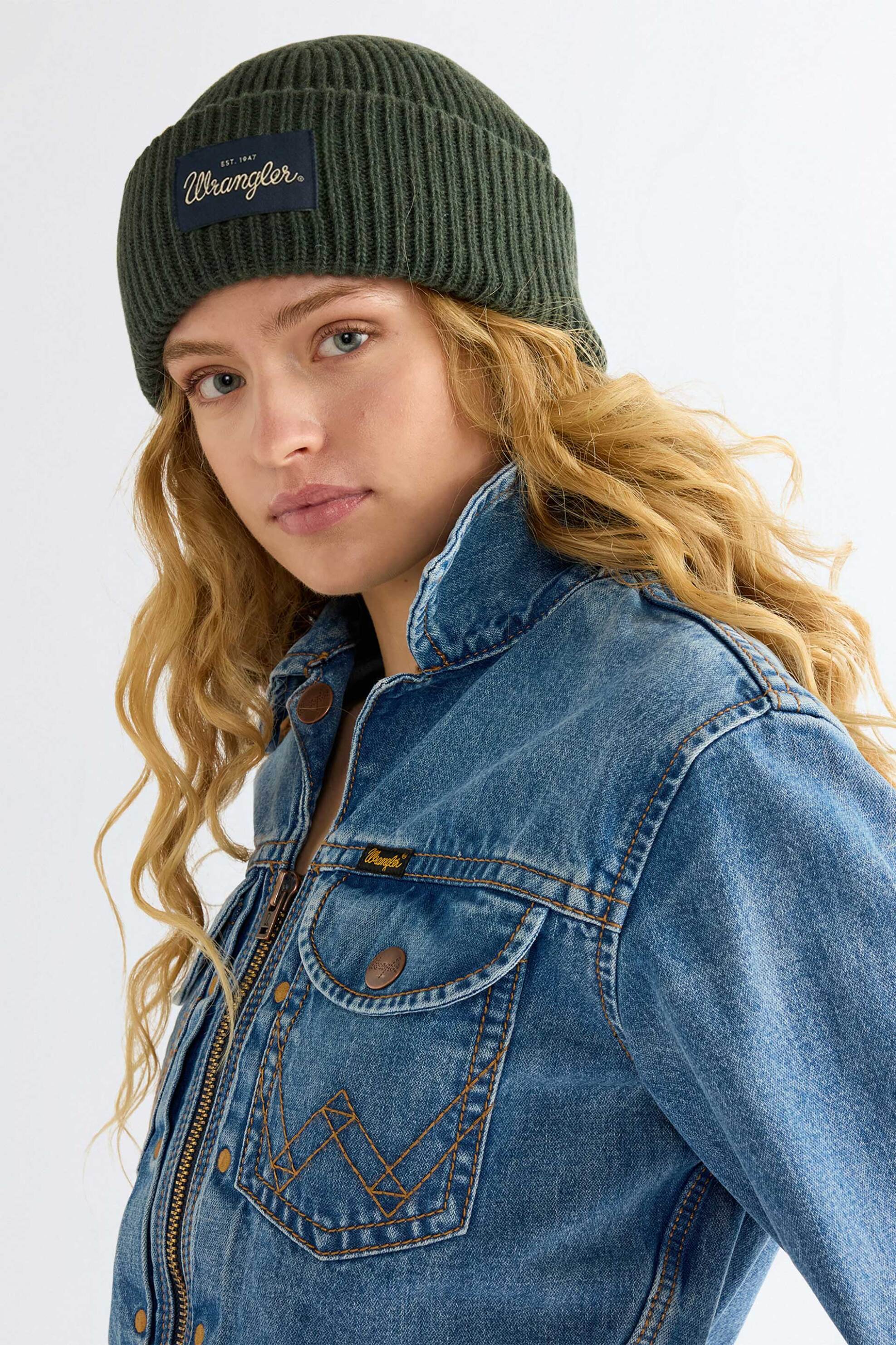 Wrangler Unisex Μάλλινος Σκούφος Ribbed με Logo Patch - 112388219 Χακί