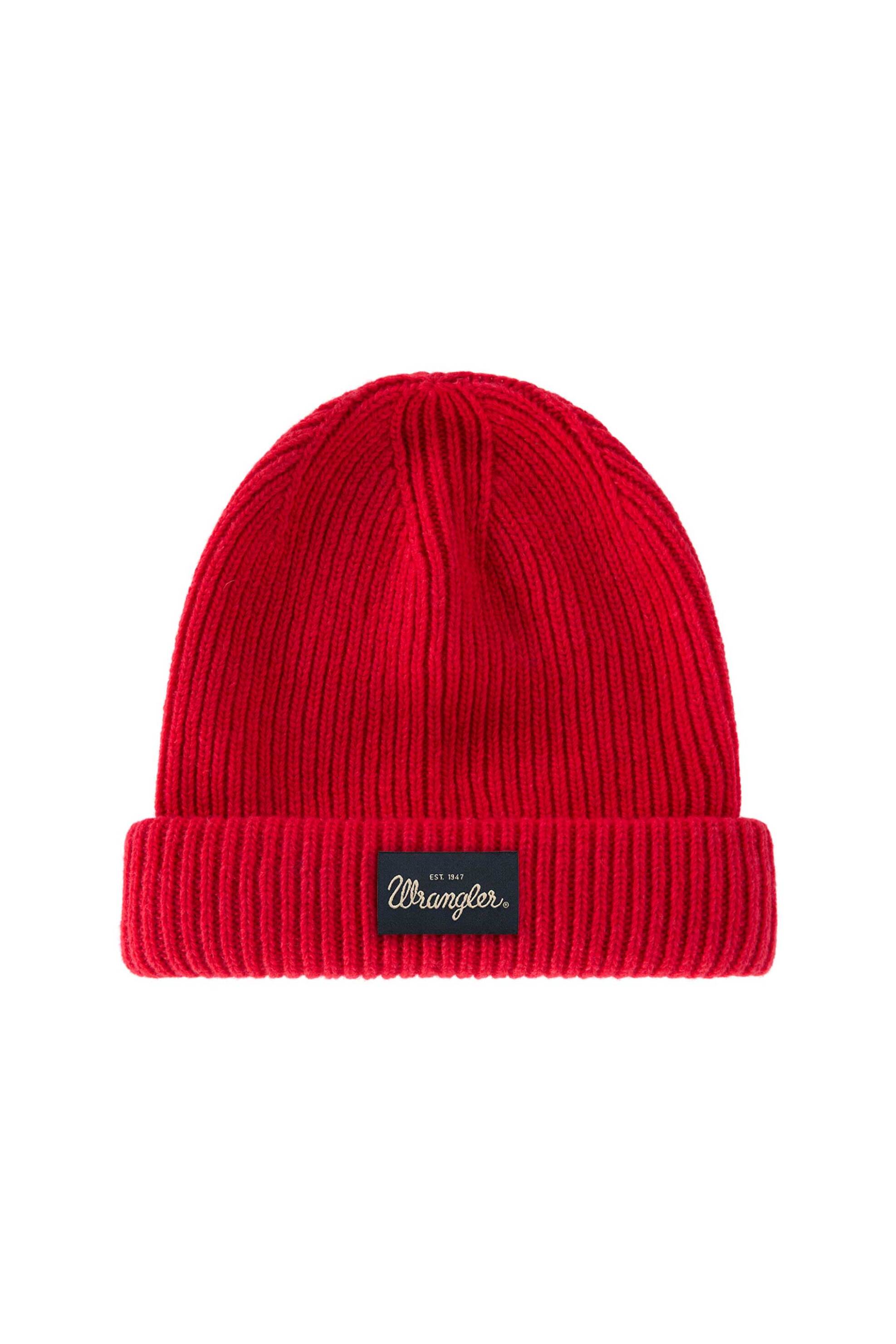 Wrangler® unisex μάλλινος σκούφος ribbed με logo patch - 112388226 Κόκκινο