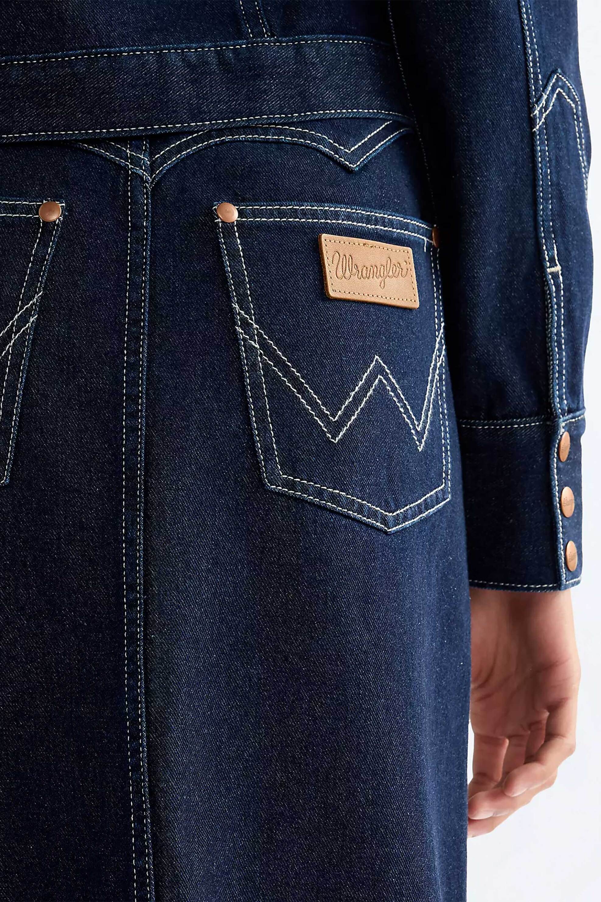 Wrangler Γυναικεία Denim Midi Φούστα Πεντάτσεπη Slim Fit Western - 112386697 Blue Σκούρο