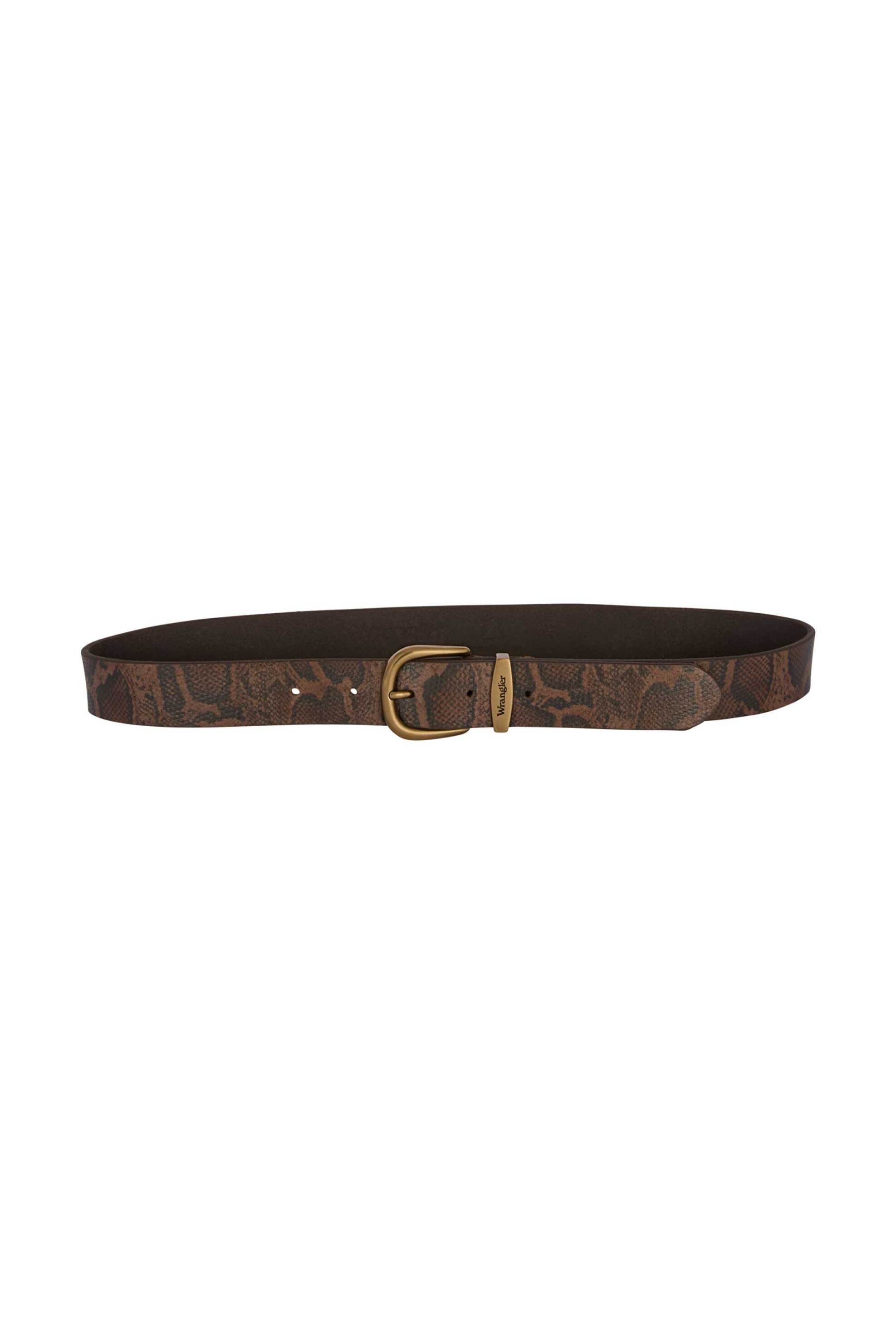 Wrangler® unisex δερμάτινη ζώνη με snake print - 112387413 Καφέ Σκούρο
