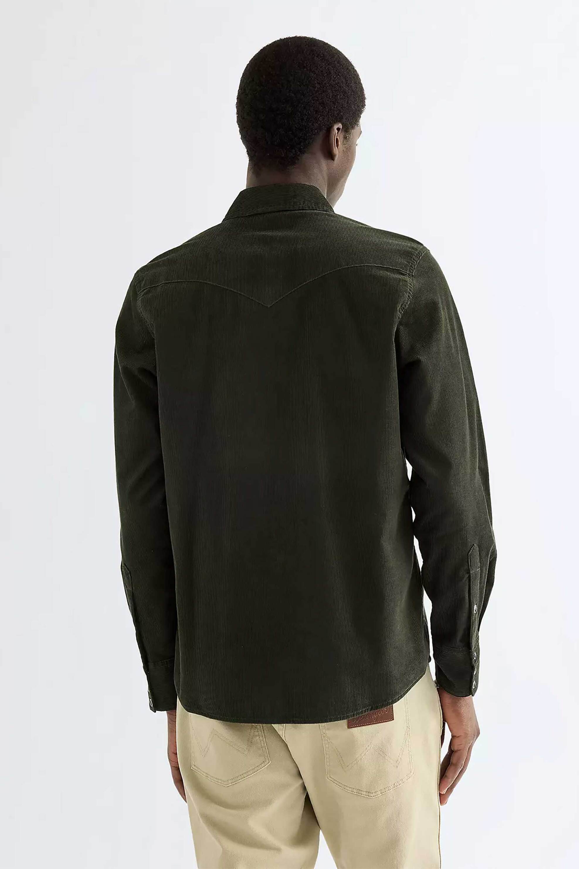 Wrangler Ανδρικό Κοτλέ Πουκάμισο Regular Fit Western - 112386901 Χακί