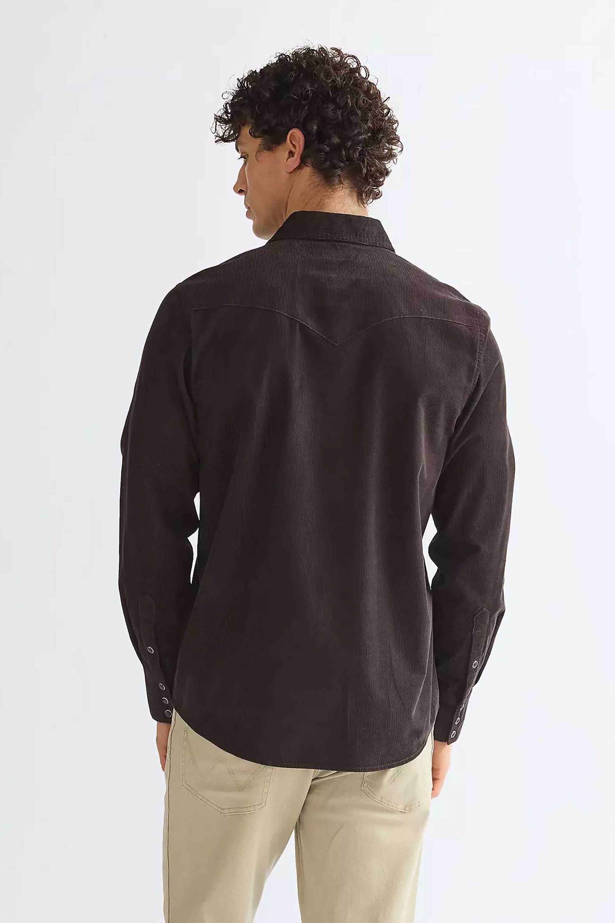 Wrangler Ανδρικό Κοτλέ Πουκάμισο Regular Fit Western - 112386902 Καφέ