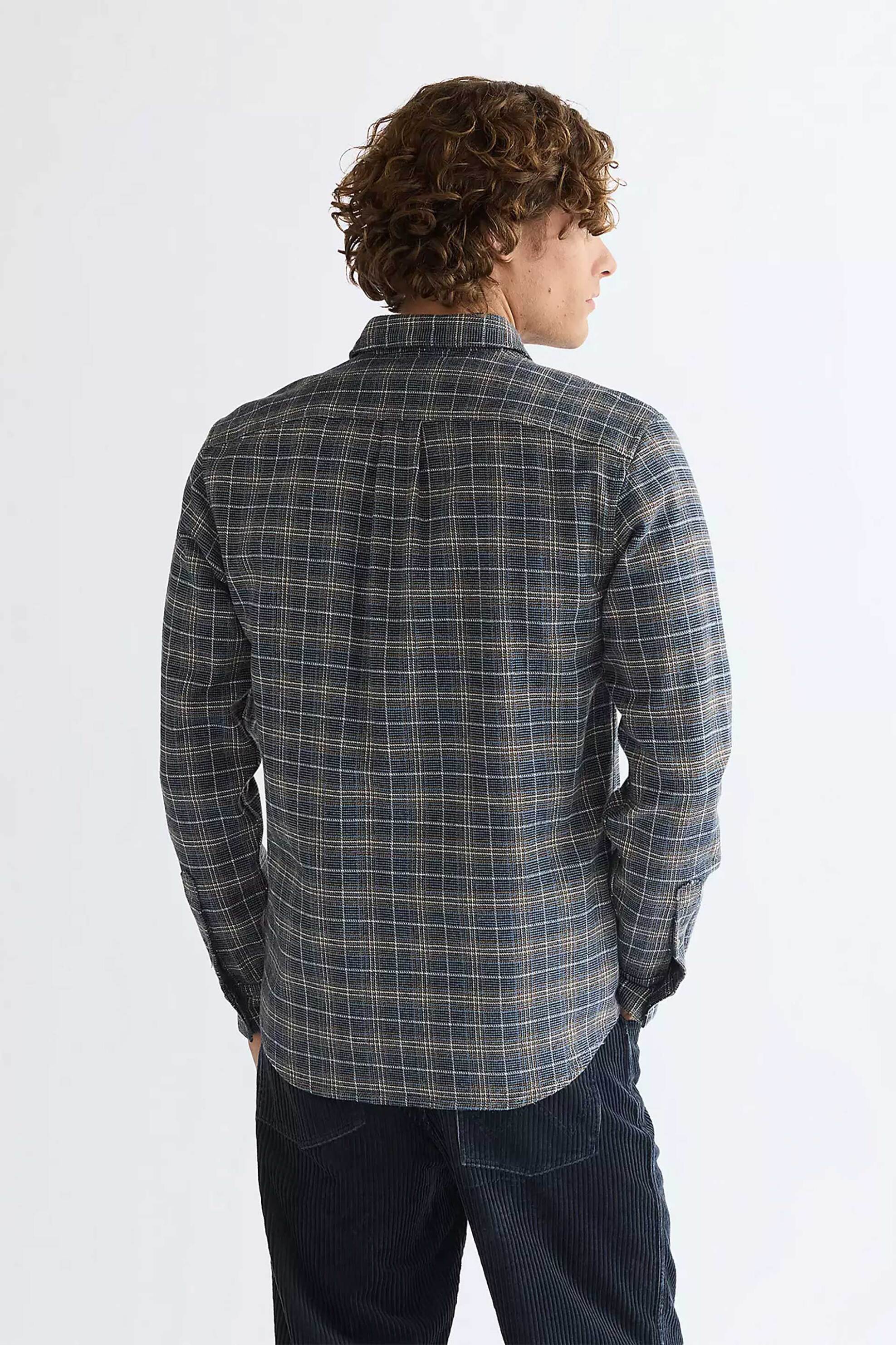 Wrangler Ανδρικό Πουκάμισο με Καρό Σχέδιο Regular Fit One Pocket - 112386949 Μπλε Σκούρο