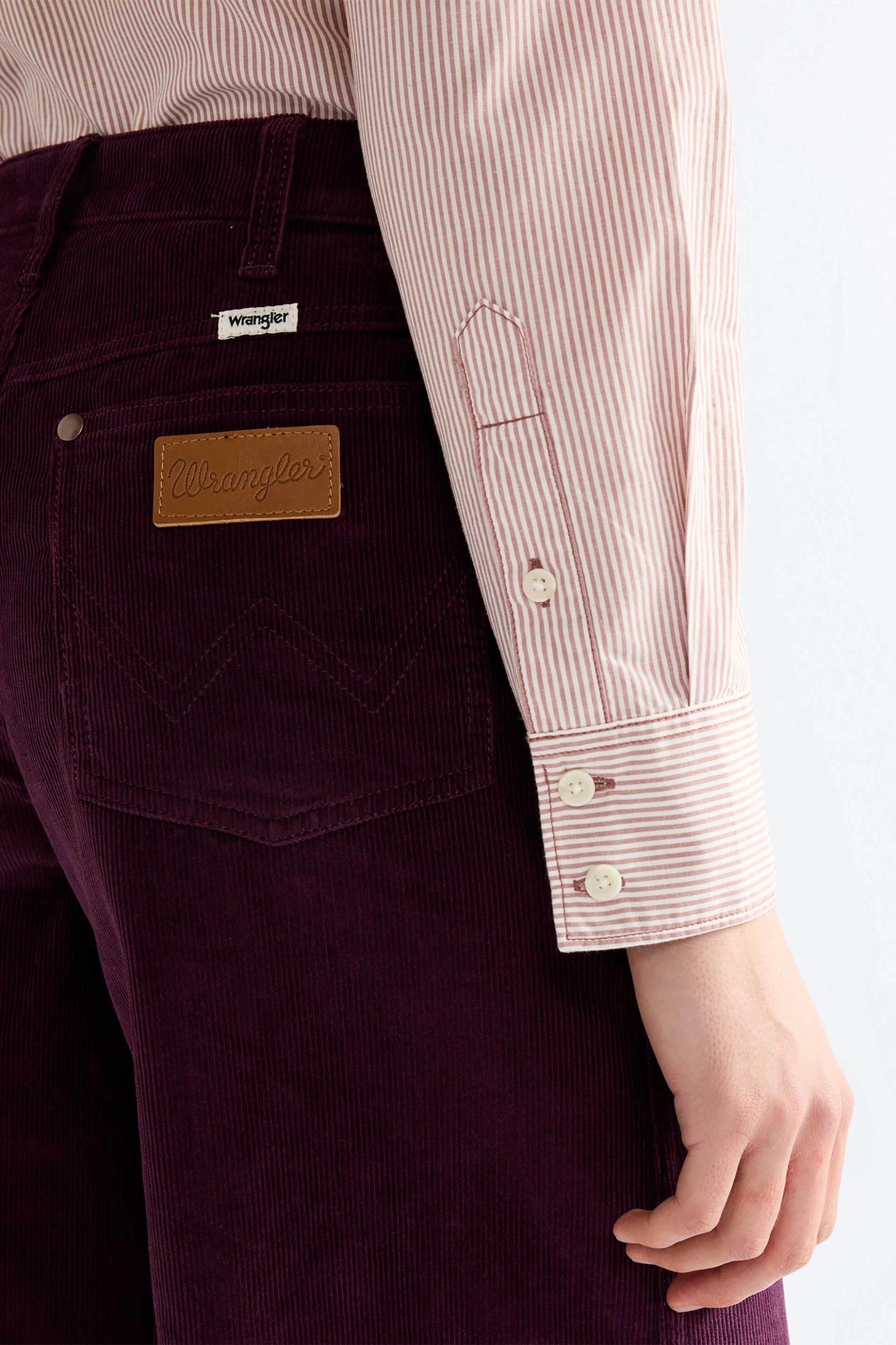 Wrangler Γυναικείο Κοτλέ Παντελόνι Πεντάτσεπο Loose Wide Fit Canyon - 112386727 Μοβ Σκούρο