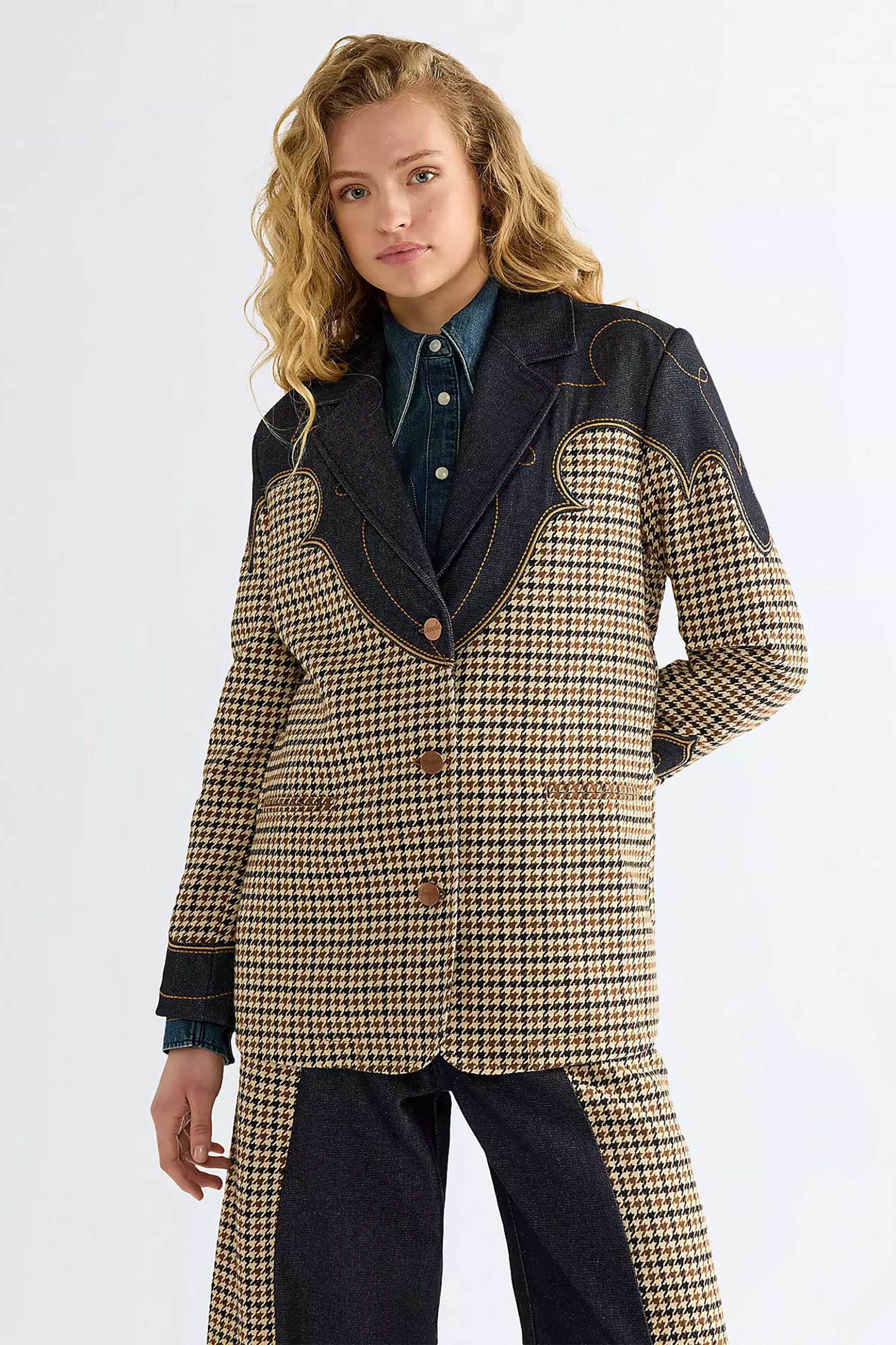 WRANGLER Wrangler® γυναικείο σακάκι Regular Fit "Houndstooth" - 112386802 Μπεζ
