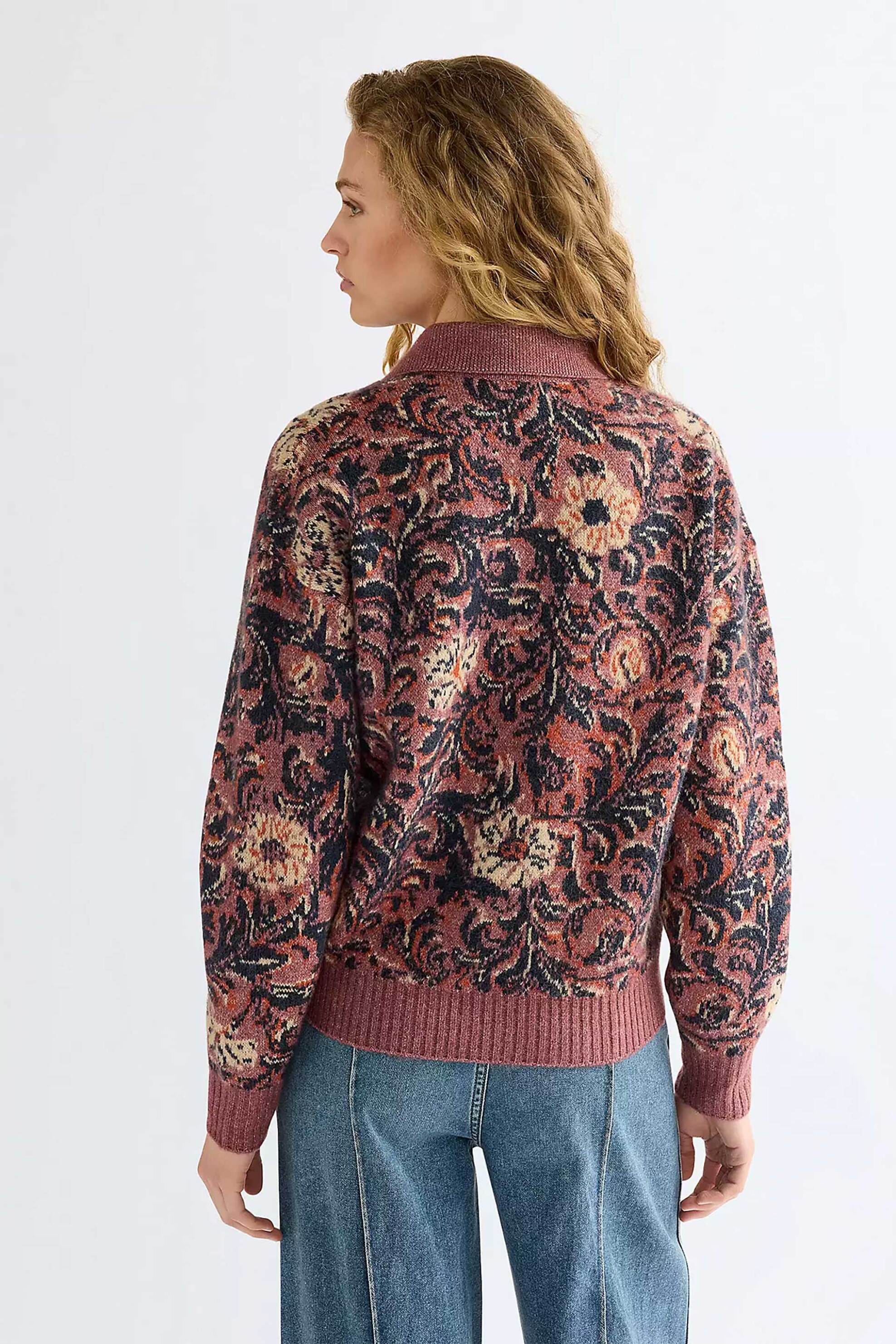 Wrangler Γυναικεία Πλεκτή Μπλούζα Πόλο με Floral Print Regular Fit - 112387534 Ροζ Persian
