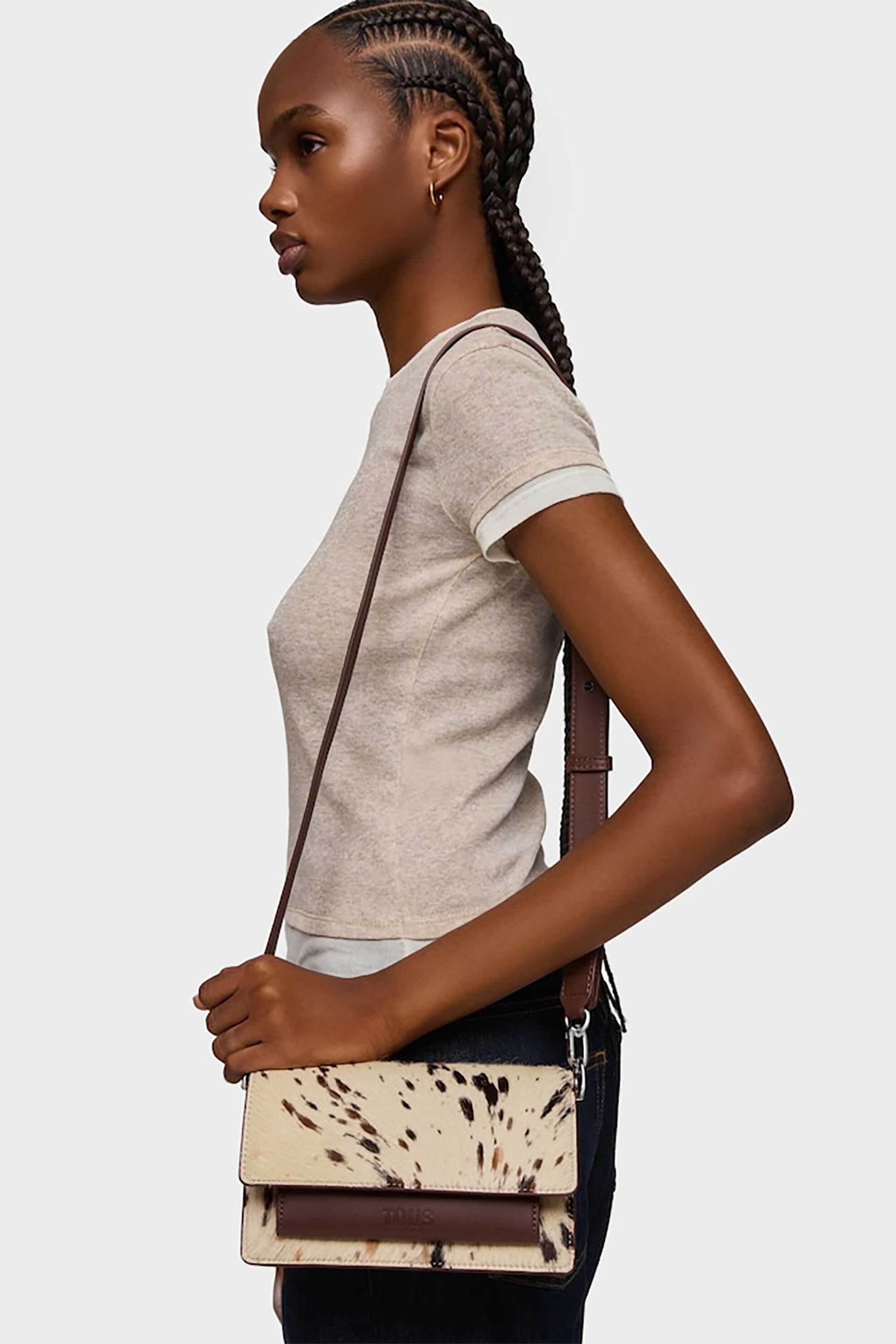 TOUS TOUS γυναικεία τσάντα crossbody "Audree Wild Small" - E75097 Καφέ - 4