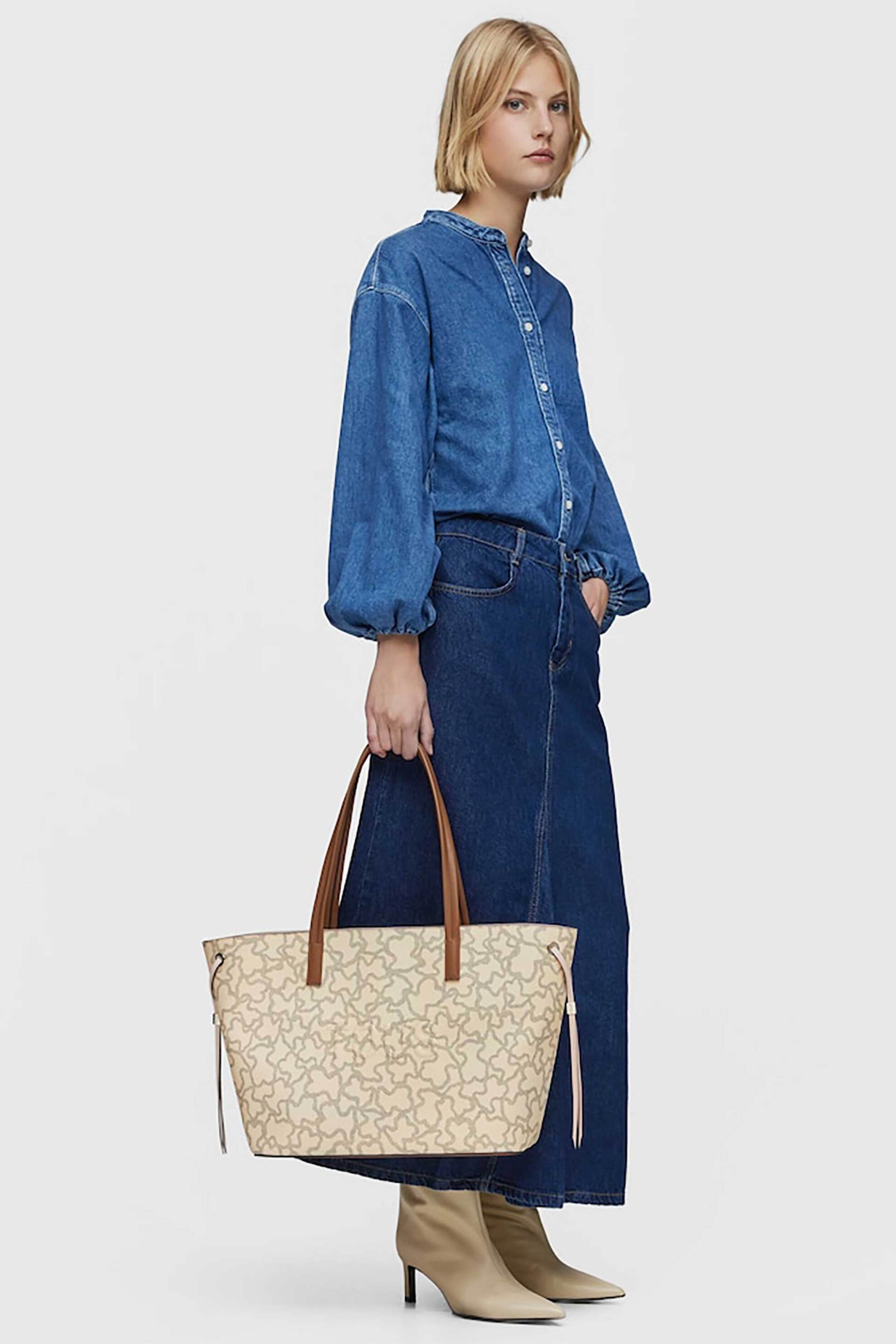 Tous Γυναικεία Τσάντα Ώμου Tote Kaos Icon Large - E80367 Μπεζ