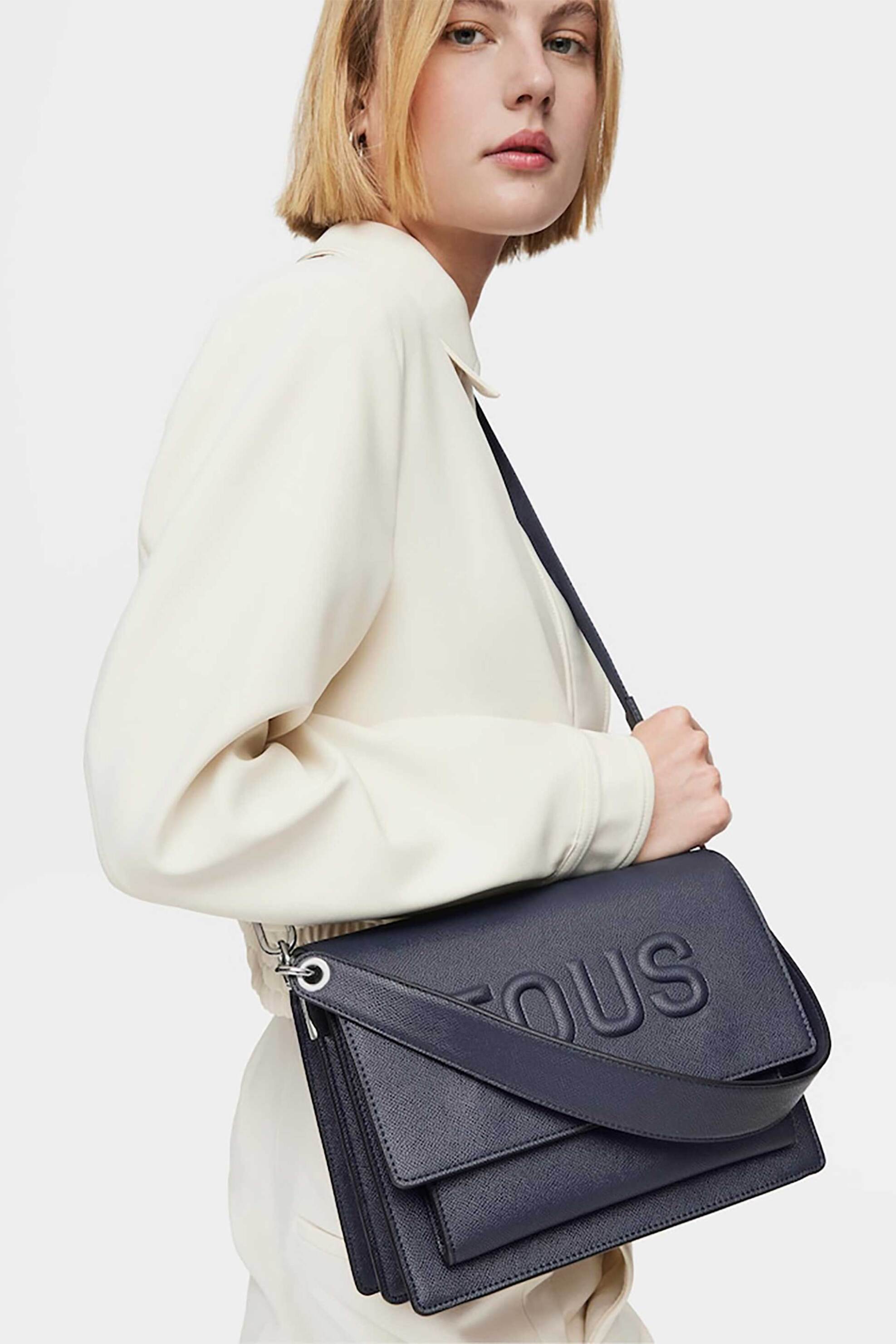 Tous Γυναικεία Τσάντα Ώμου Audree Brenda Crossbody Medium - E80492 Μπλε Σκούρο