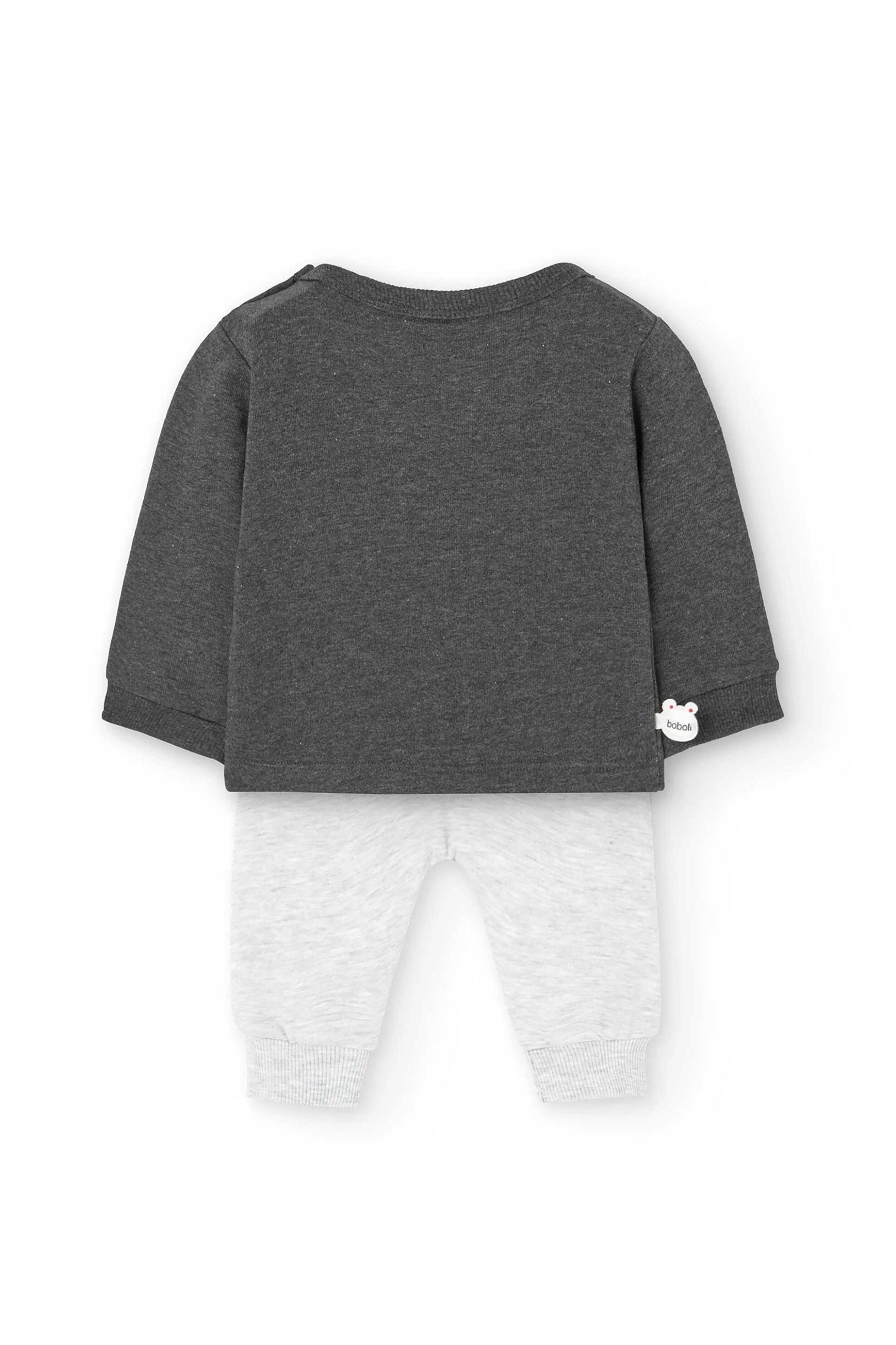 Boboli βρεφικό σετ ρούχων με μπλούζα φούτερ με κέντημα και παντελόνι - 149138 Ανθρακί φωτογραφία
