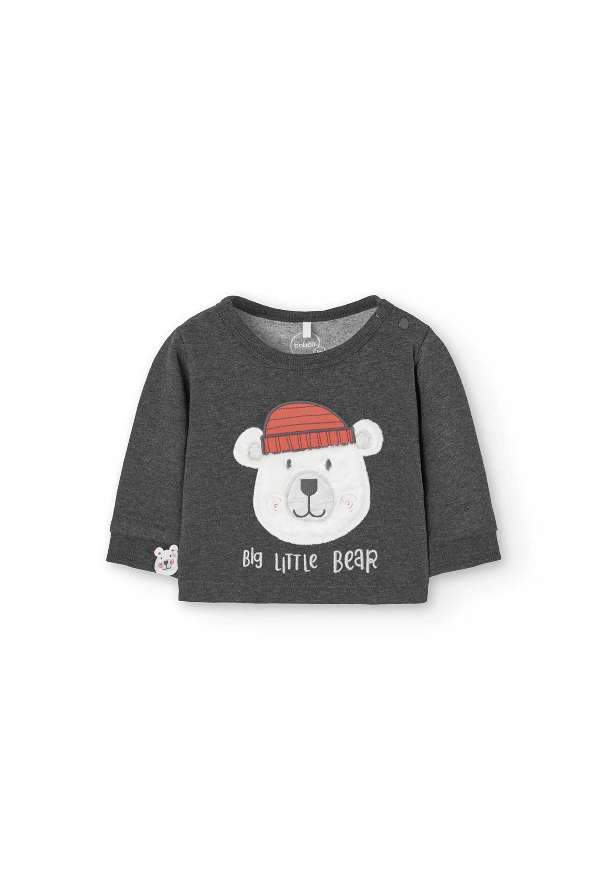 Boboli βρεφικό σετ ρούχων με μπλούζα φούτερ με κέντημα και παντελόνι - 149138 Ανθρακί φωτογραφία