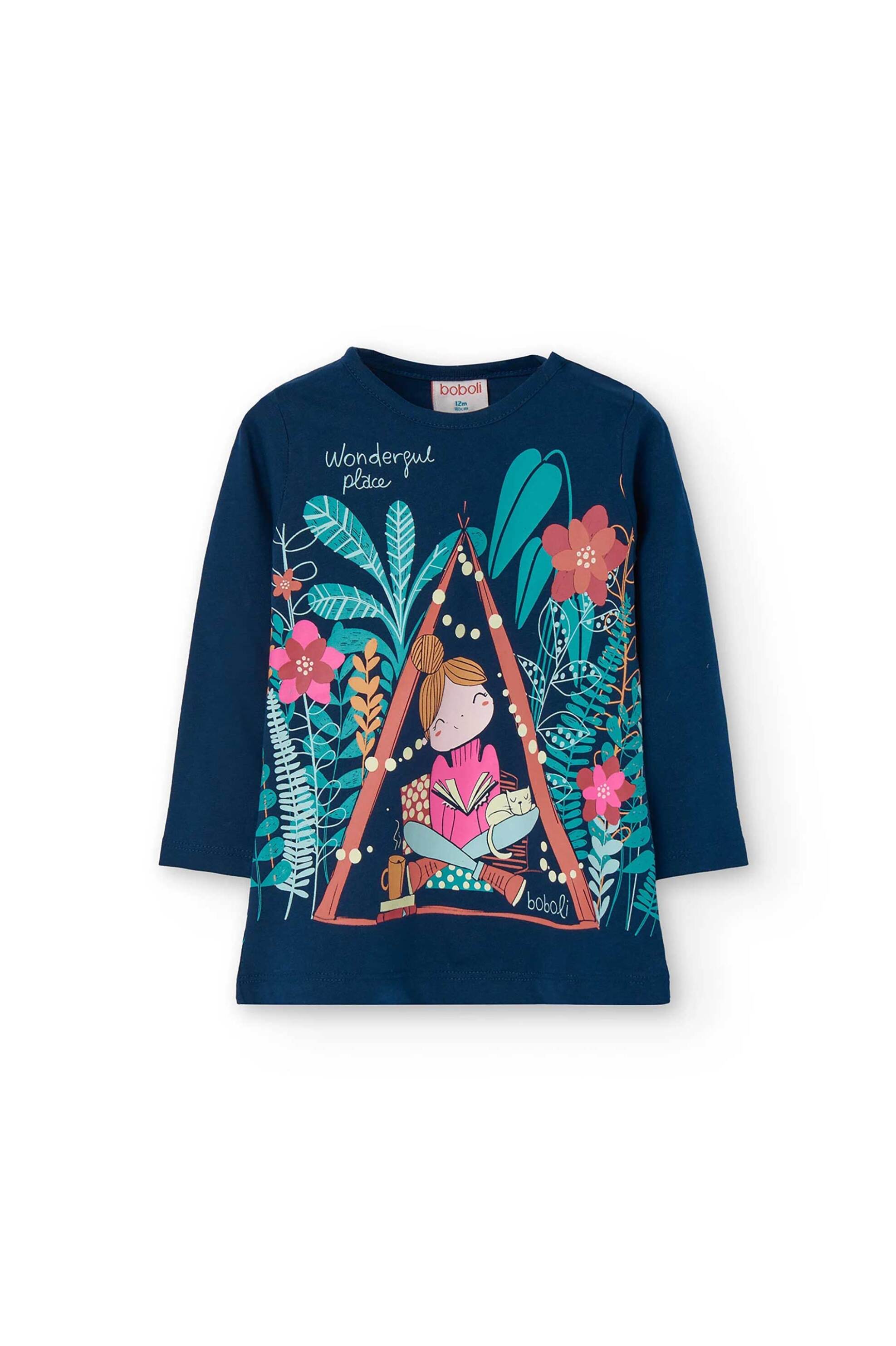 Boboli παιδικό σετ ρούχων με φόρεμα φούτερ με print και μονόχρωμο κολάν - 209146 Σκούρο Μπλε φωτογραφία