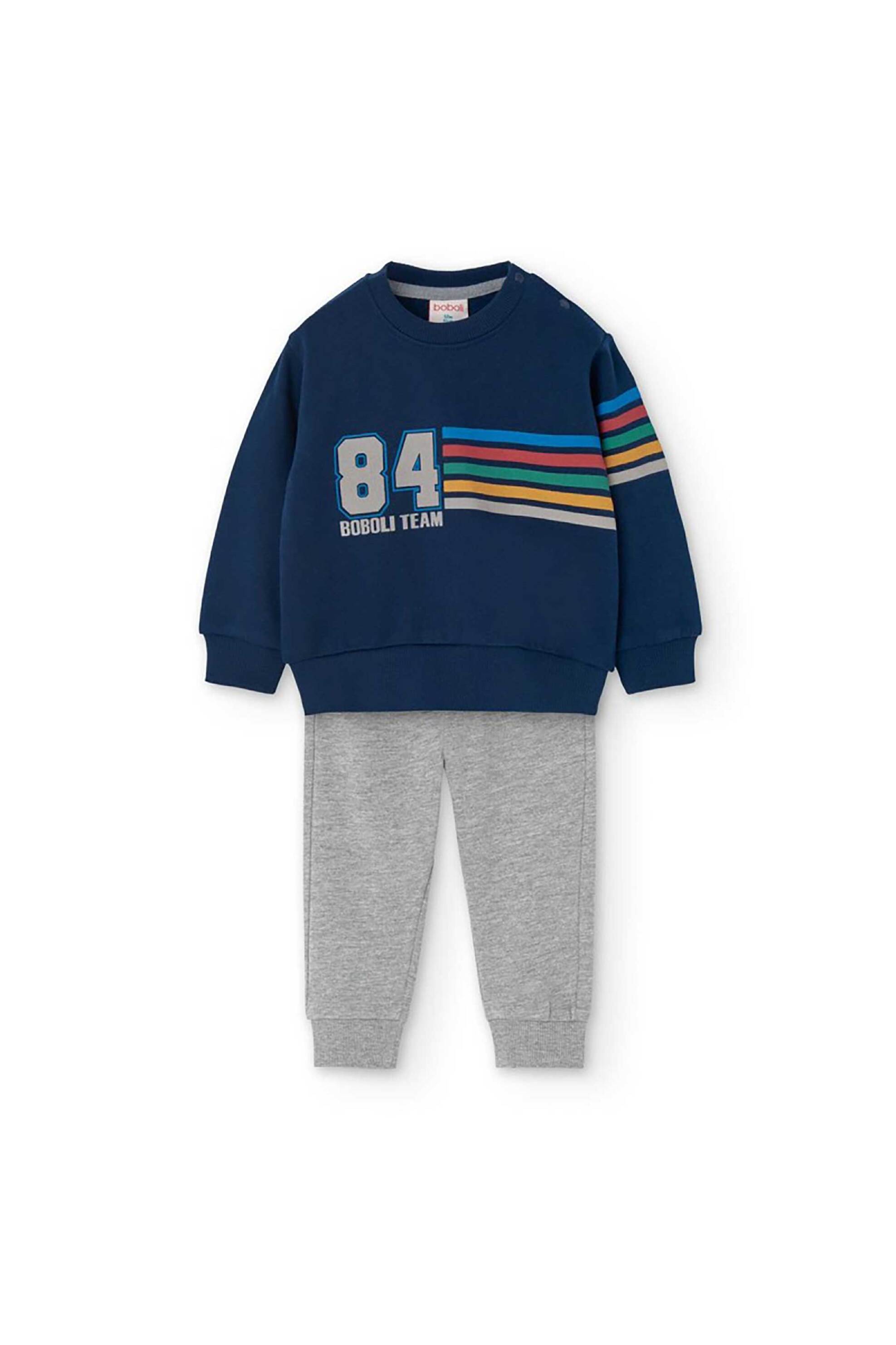 Boboli παιδικό σετ ρούχων με μπλούζα φούτερ και παντελόνι φόρμας - 309091 Σκούρο Μπλε