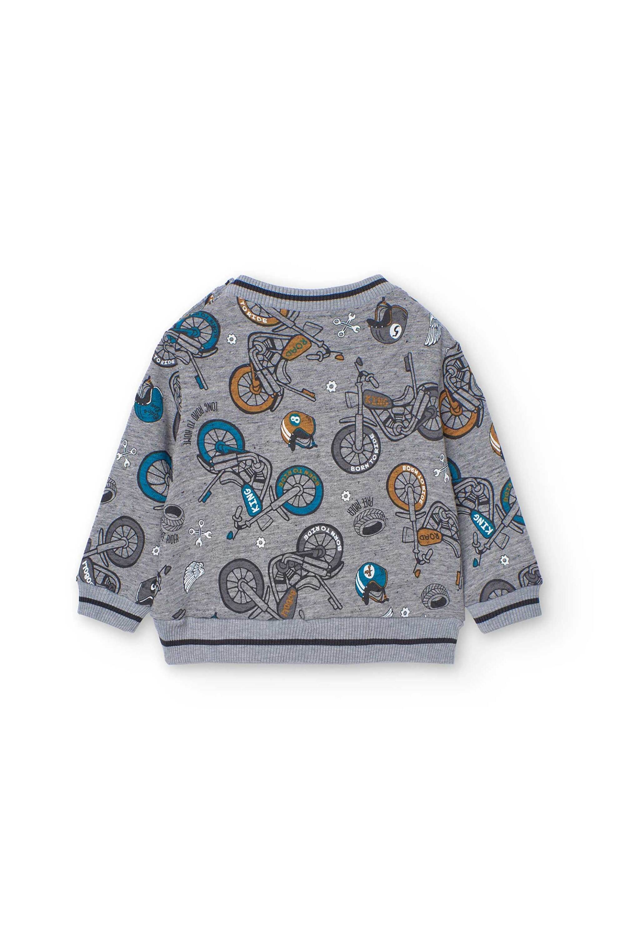 Boboli παιδική μπλούζα φούτερ με motorcycle print - 319036 Γκρι φωτογραφία