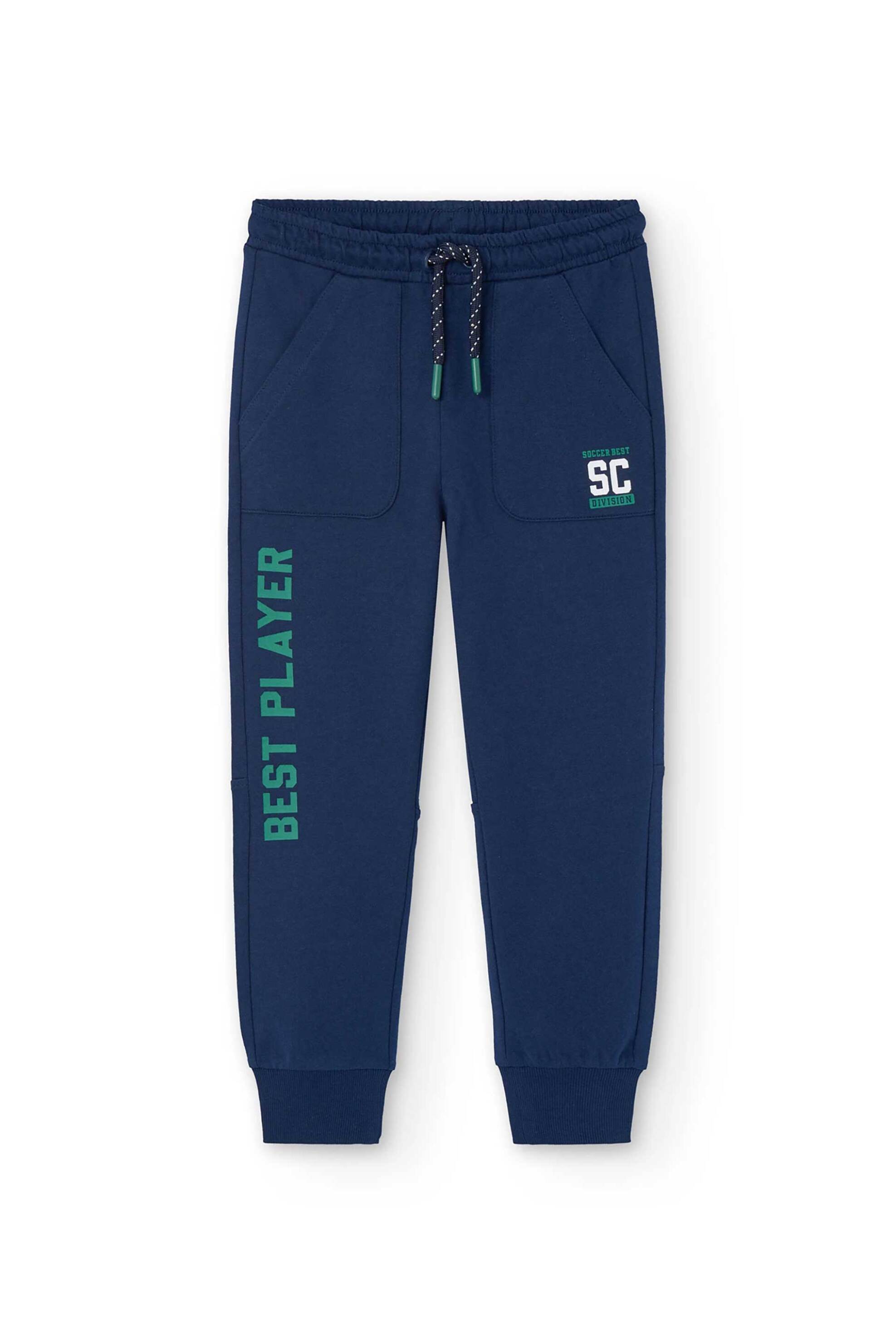 Boboli παιδικό παντελόνι φόρμας με lettering - 509082 Σκούρο Μπλε