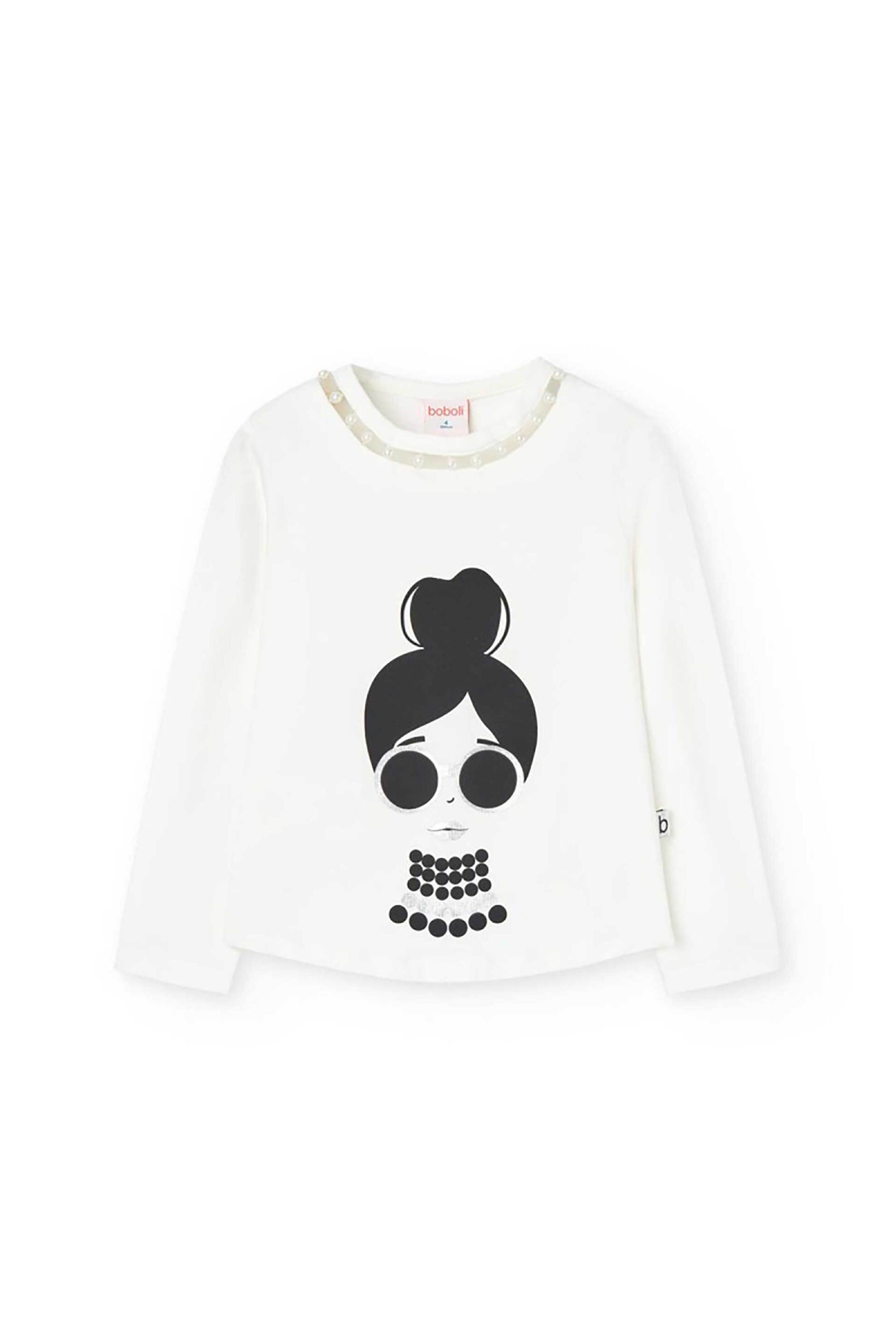 Boboli παιδική μακρυμάνικη μπλούζα με graphic print - 729097 Λευκό