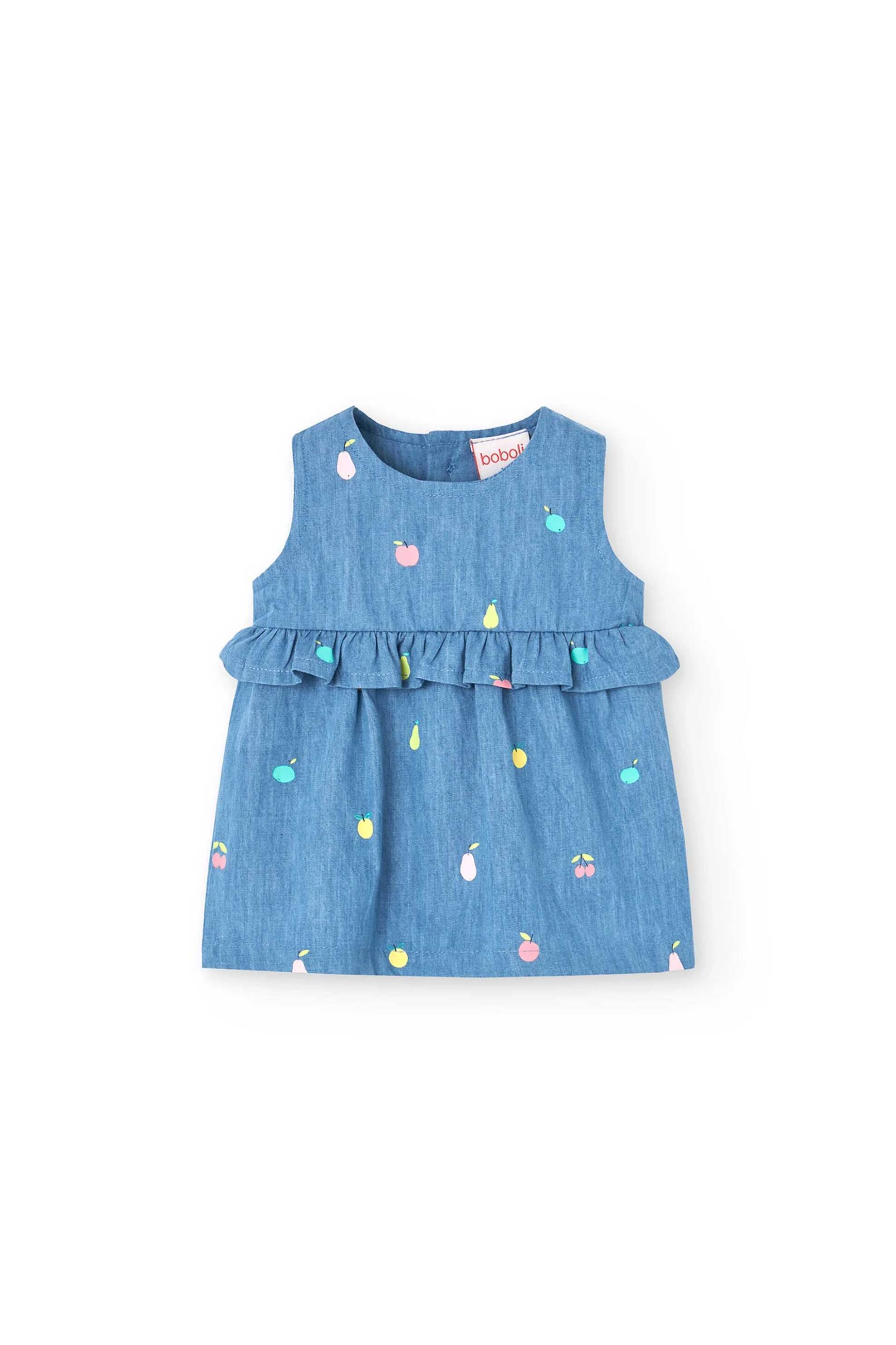 BOBOLI Boboli βρεφικό σετ ρούχων με φόρεμα και βρακάκι denim - 131050 Denim Blue