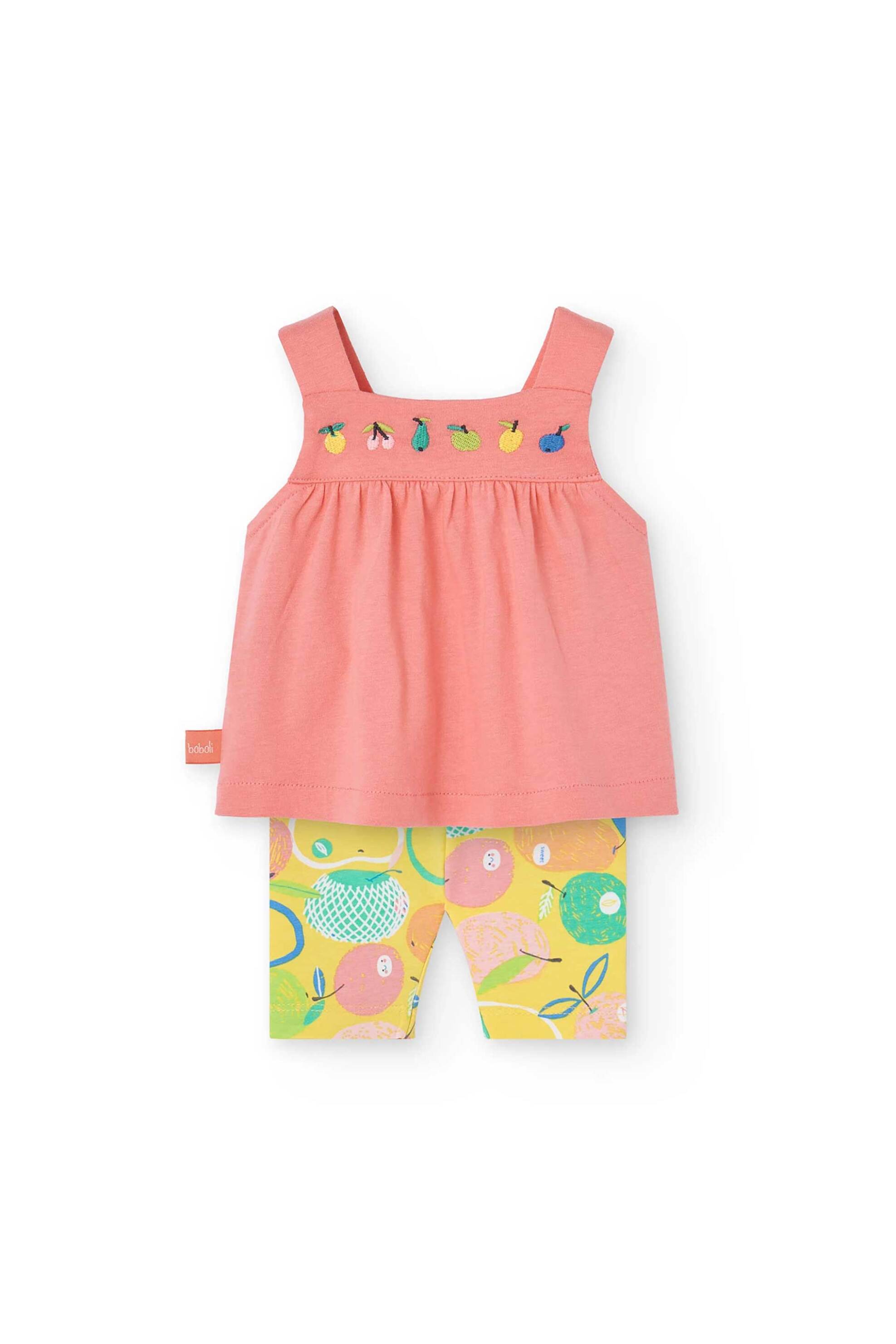BOBOLI Boboli βρεφικό σετ μπλούζα και κολάν με fruit print - 131061 Κοραλί
