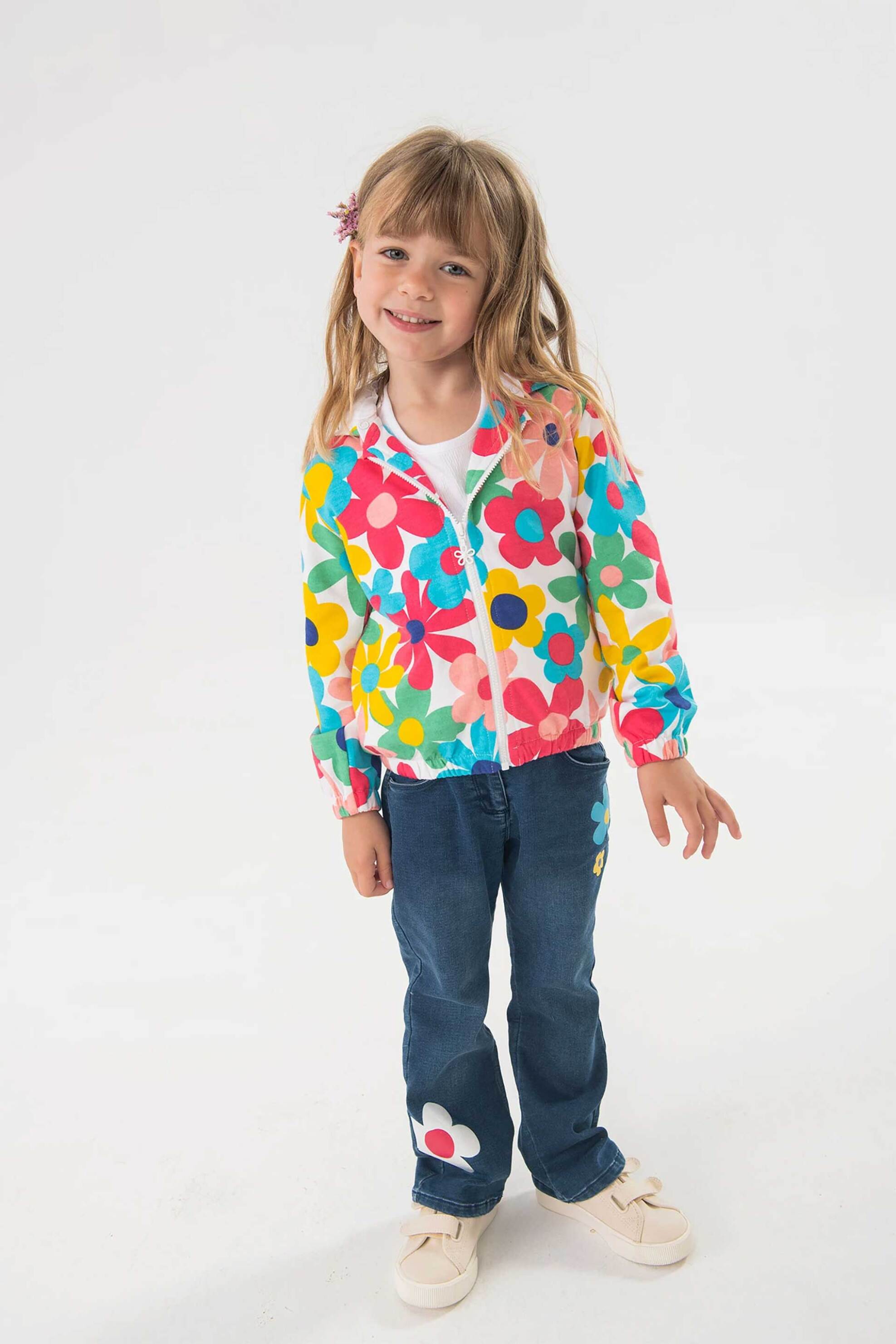 BOBOLI Boboli παιδική ζακέτα φούτερ με κουκούλα και floral print - 241120 Πολύχρωμο