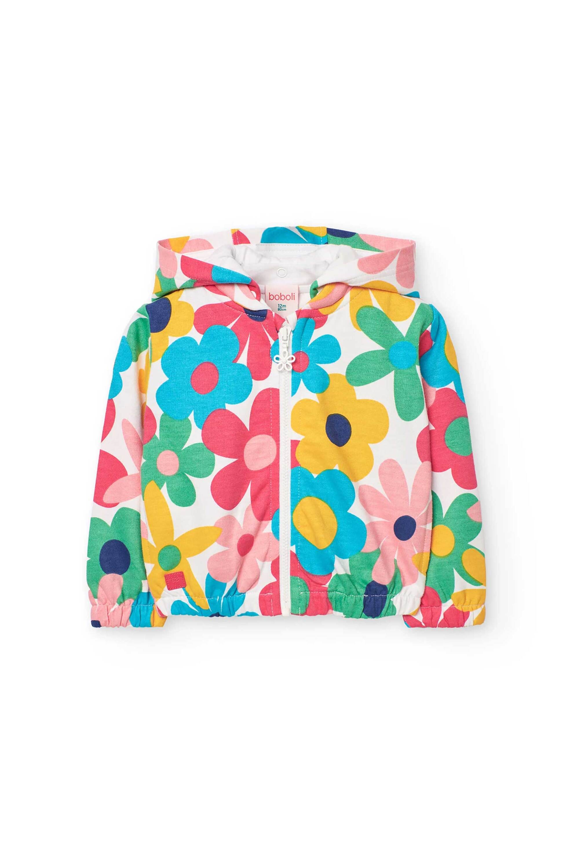 Boboli παιδική ζακέτα φούτερ με κουκούλα και floral print - 241120 Πολύχρωμο φωτογραφία