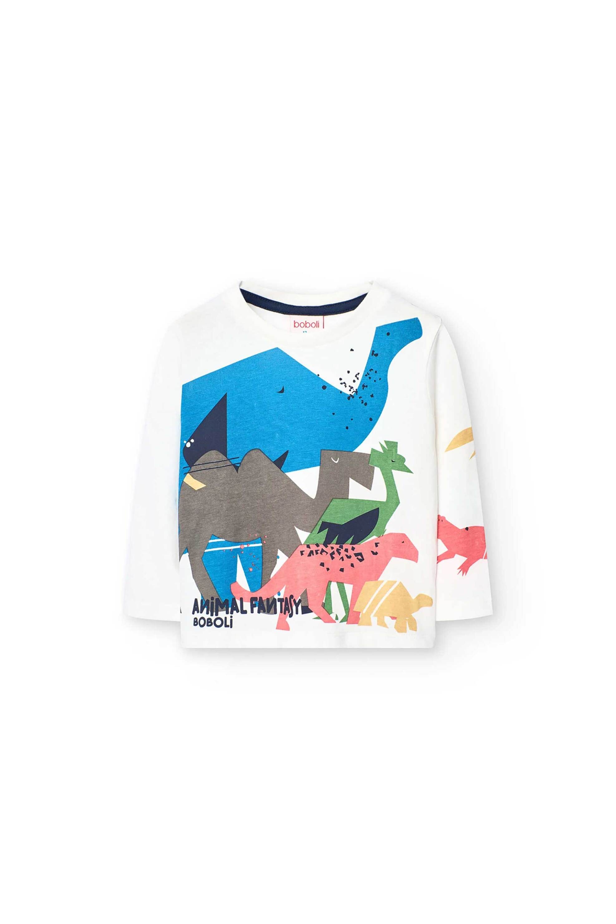 Boboli παιδική μπλούζα με dinosaur print - 301026 Λευκό φωτογραφία