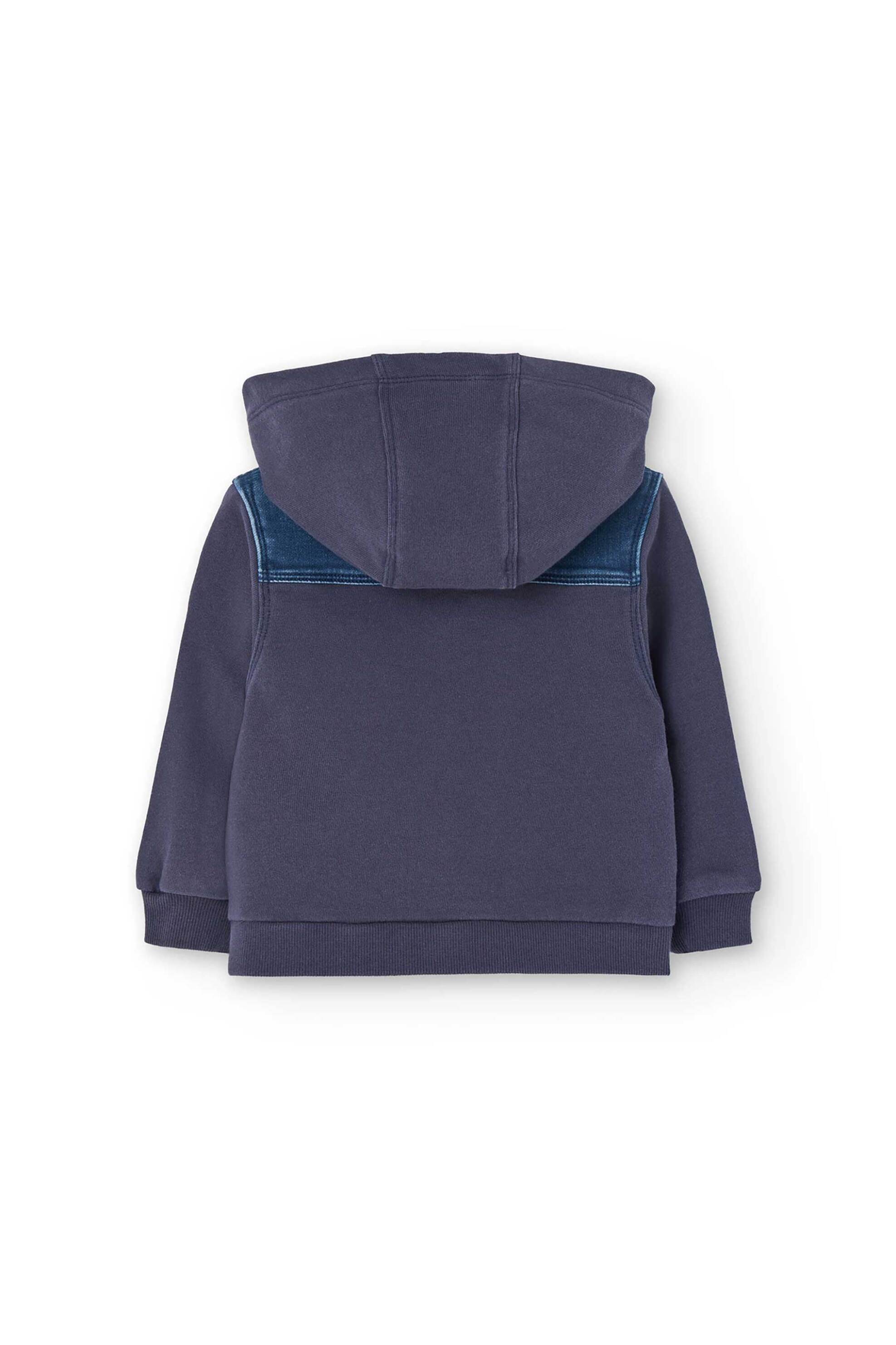 Boboli παιδικό denim jacket με κουκούλα - 301138 Denim Blue Σκούρο φωτογραφία