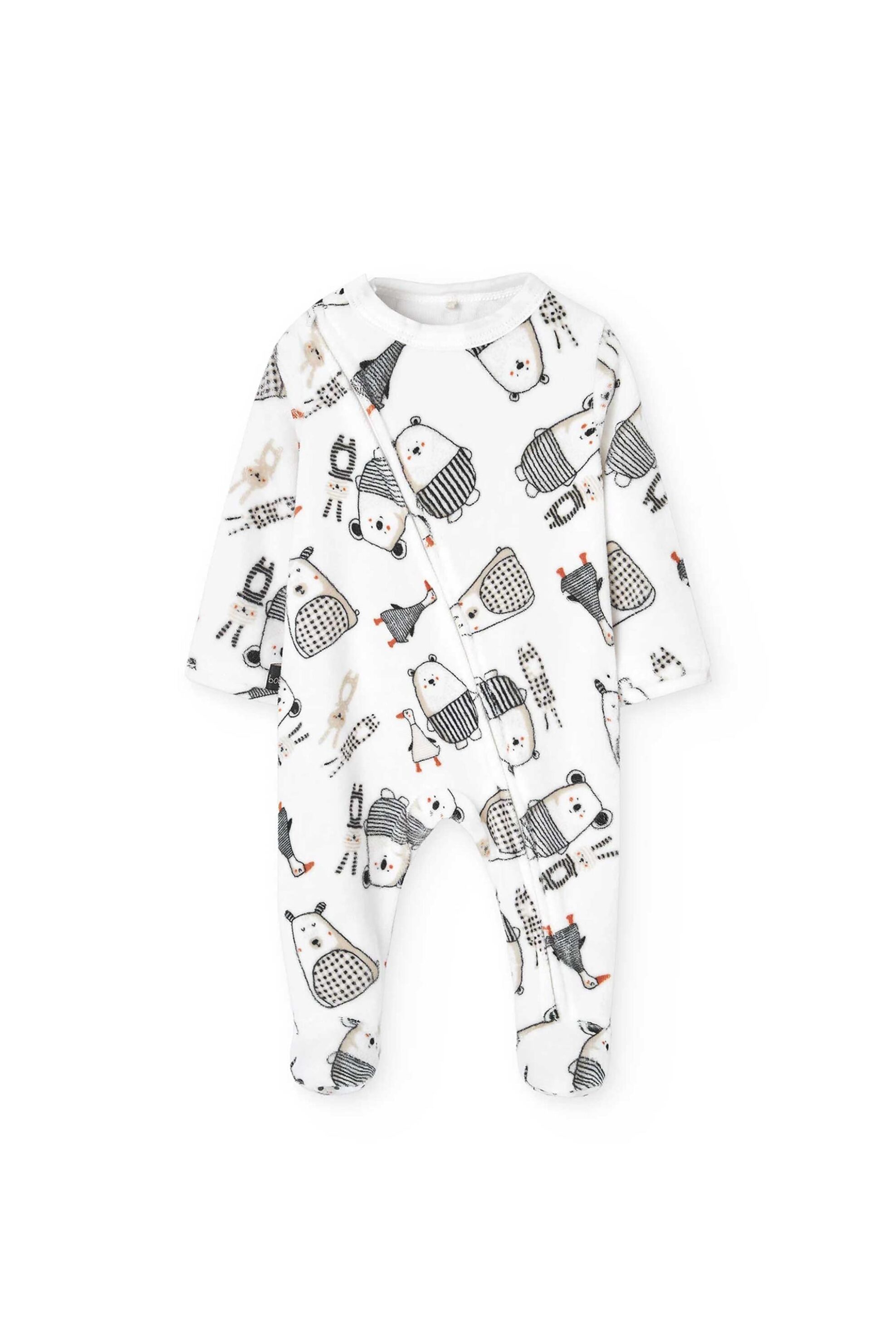 BOBOLI Boboli βρεφικό φορμάκι velur με ζωάκια - 122083 Λευκό