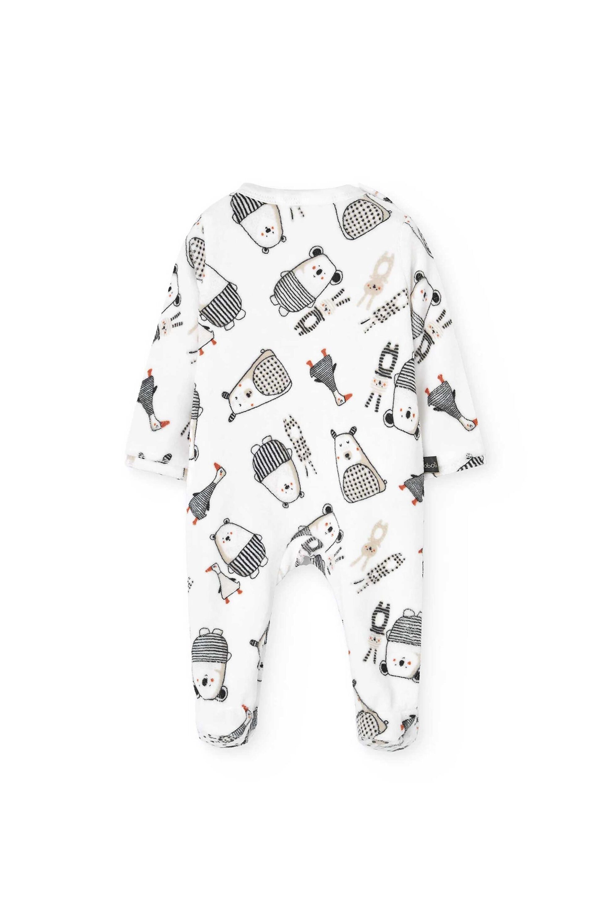 Boboli βρεφικό φορμάκι velur με ζωάκια - 122083 Λευκό φωτογραφία