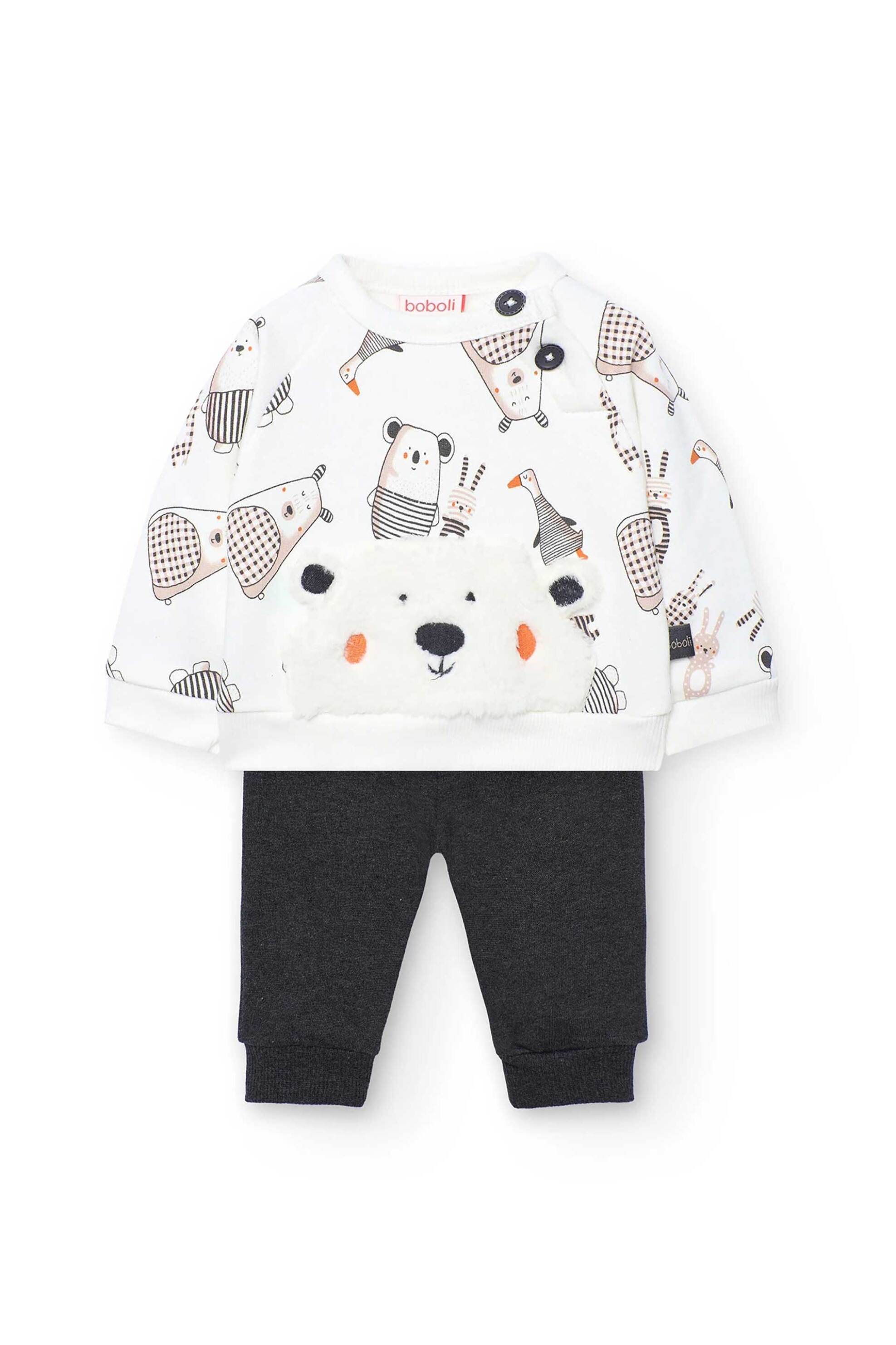 BOBOLI Boboli παιδικό σετ μπλούζα φούτερ με animal print και φόρμα (2 τεμάχια) - 122162 Πολύχρωμο
