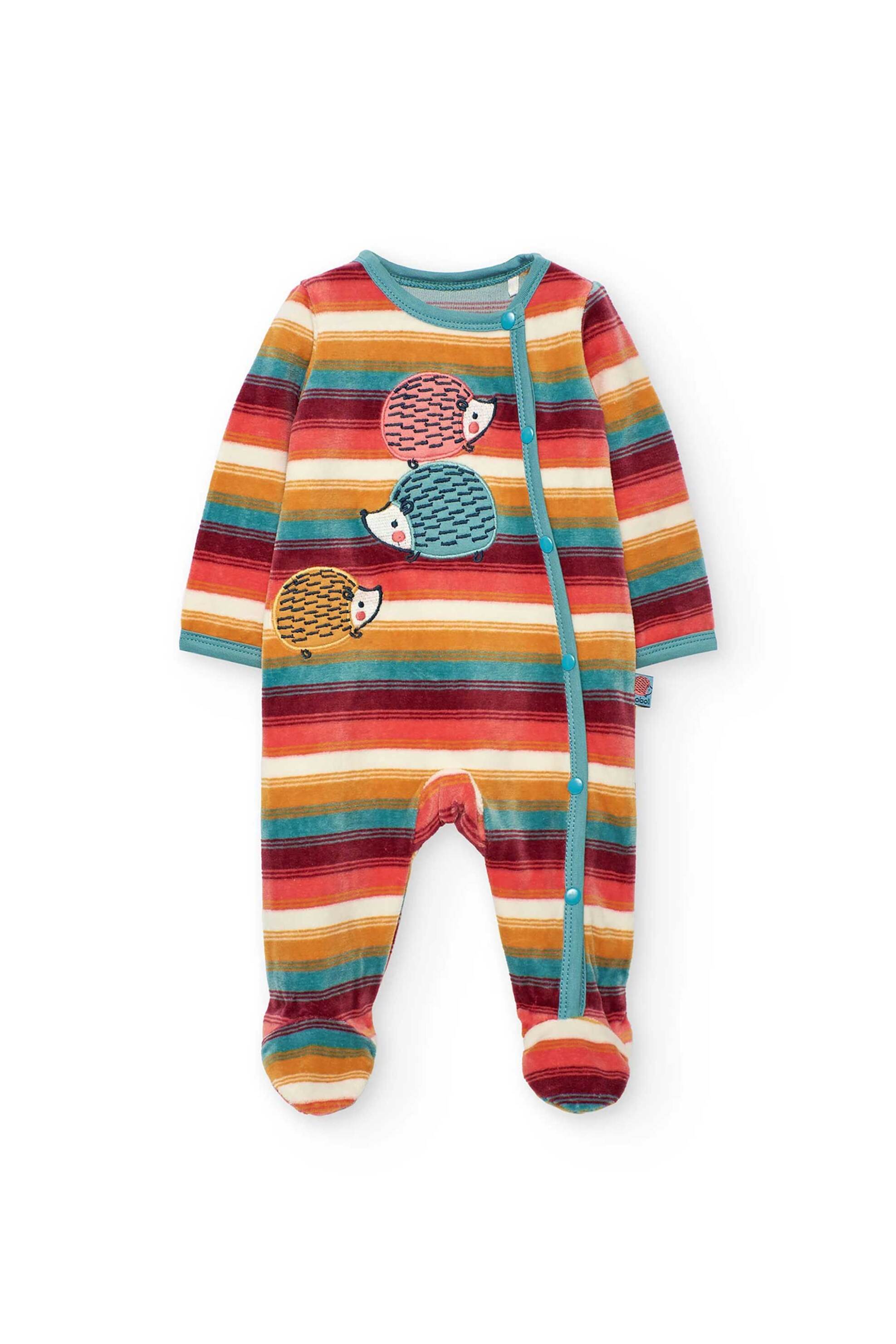 BOBOLI Boboli βρεφικό φορμάκι velur ριγέ - 132062 Πολύχρωμο