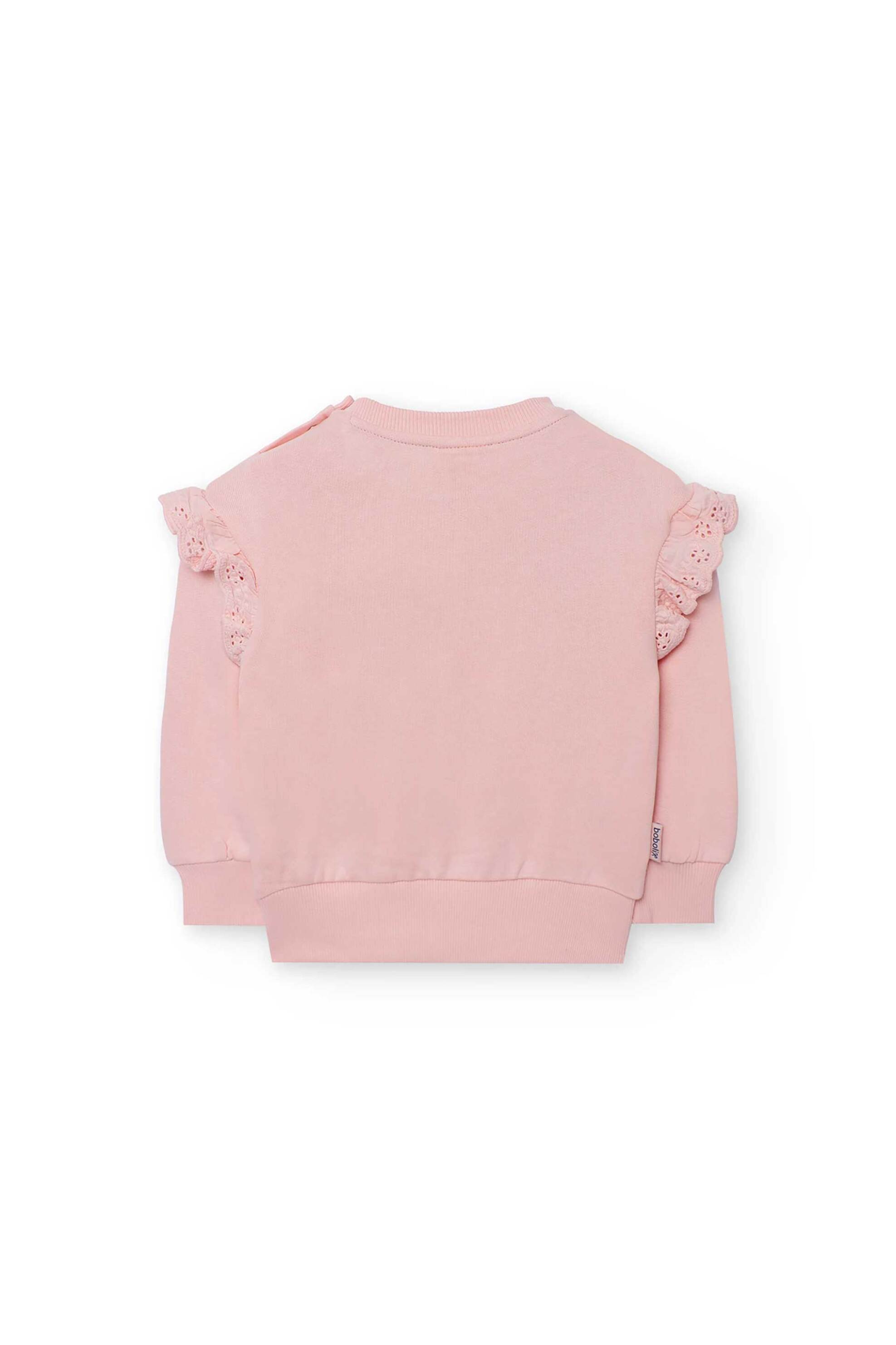 Boboli παιδική πλεκτή μπλούζα με μπουκλέ λουλούδια και δαντέλα στους ώμους - 222062 Ροζ φωτογραφία