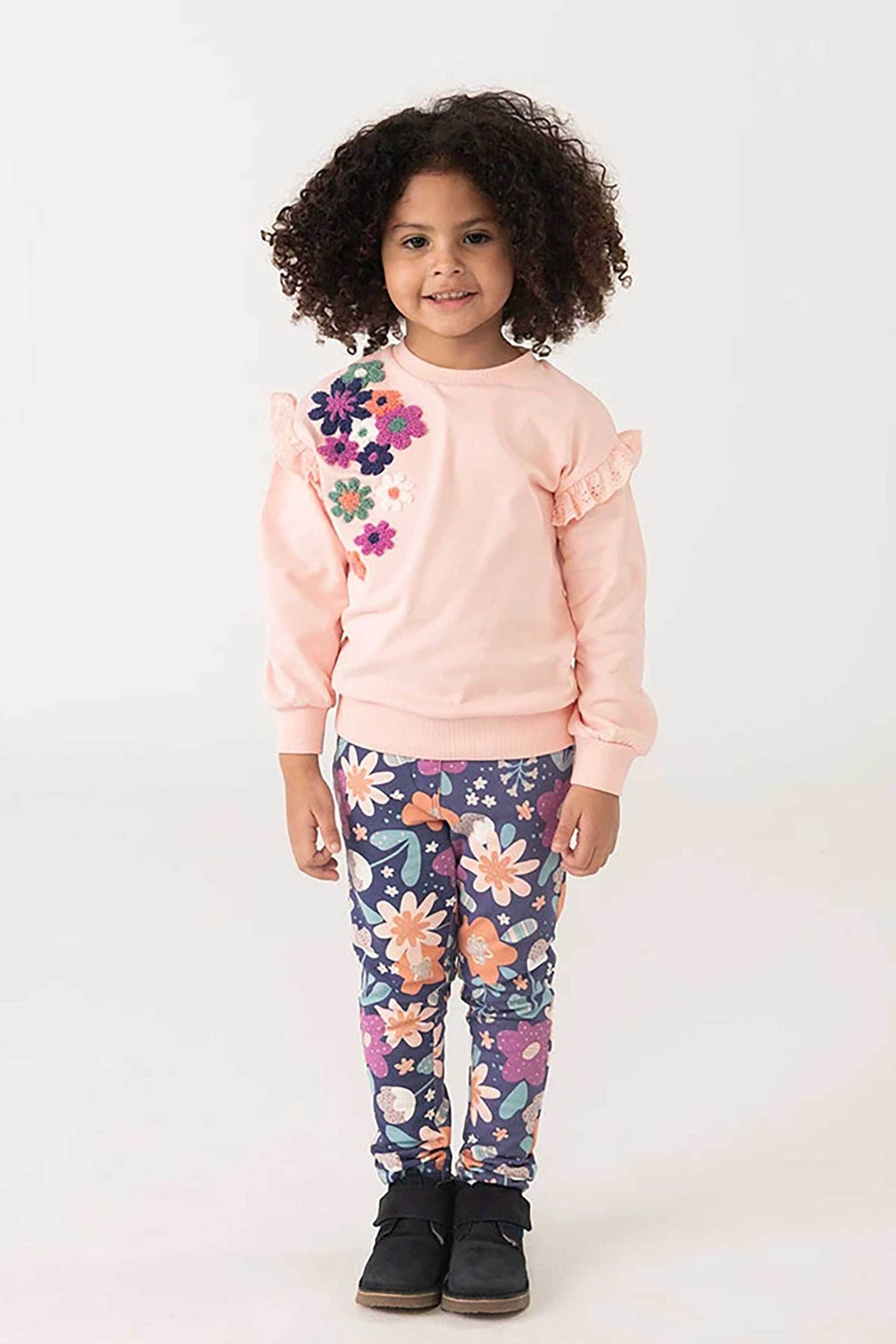 BOBOLI Boboli παιδικό παντελόνι με floral print και ελαστική μέση - 222084 Πολύχρωμο