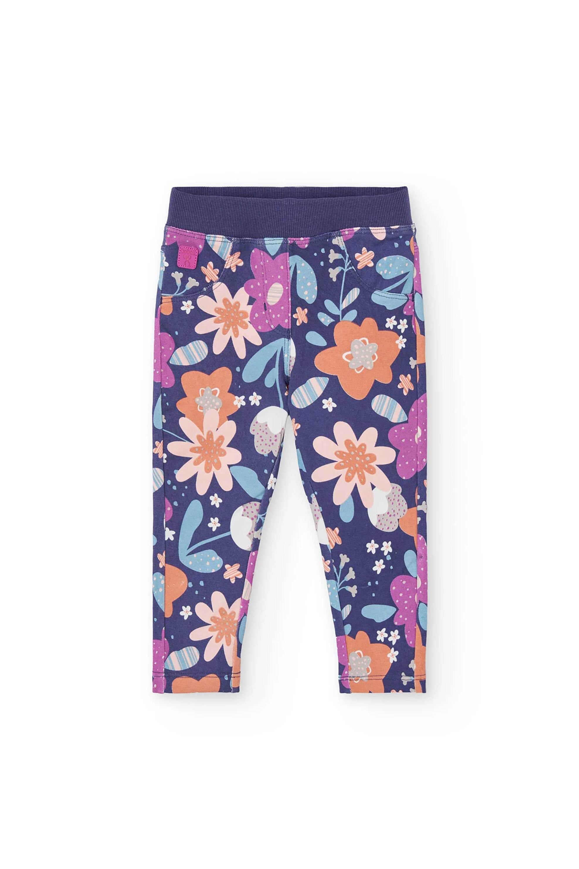 Boboli παιδικό παντελόνι με floral print και ελαστική μέση - 222084 Πολύχρωμο φωτογραφία