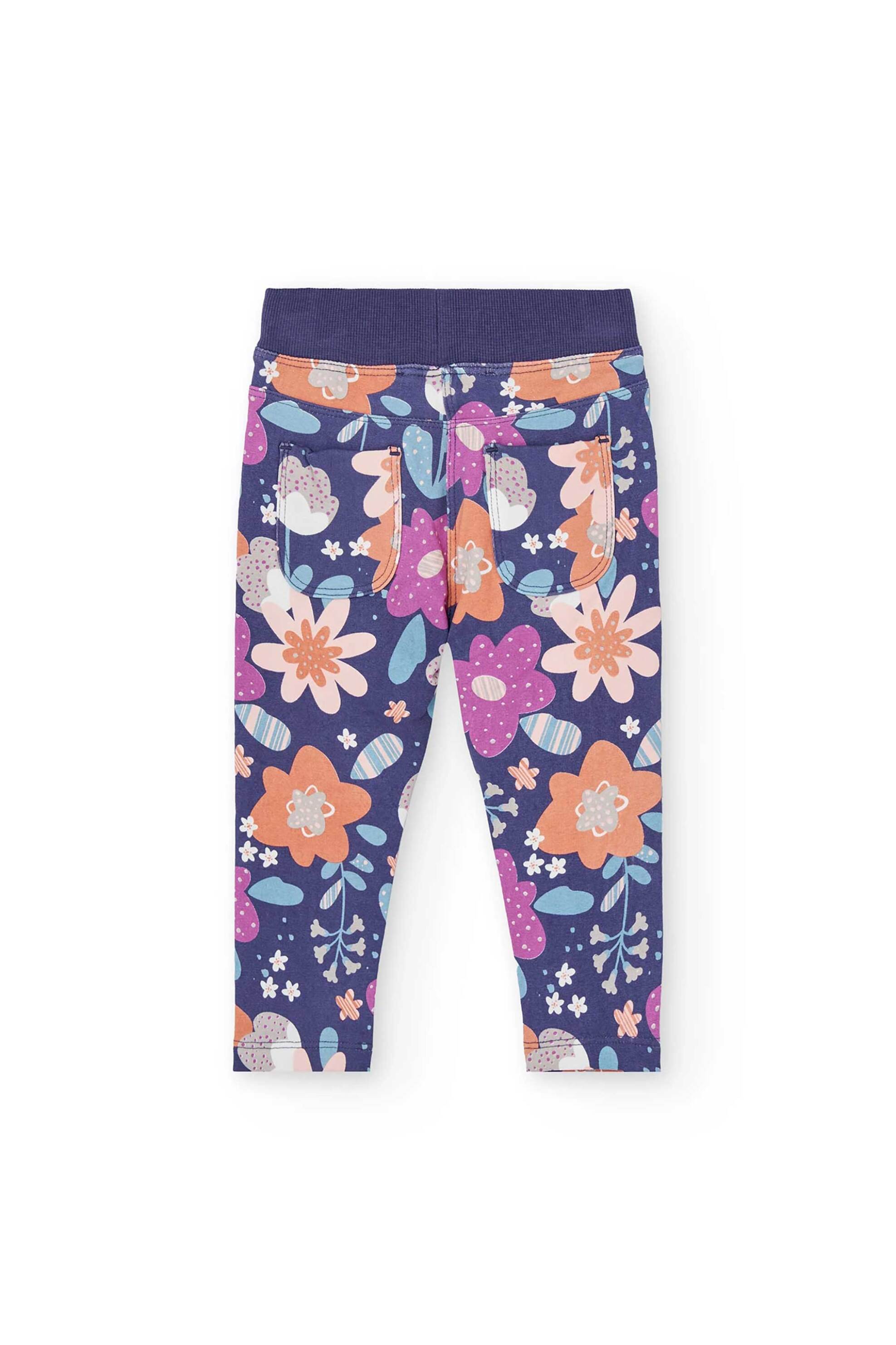 Boboli παιδικό παντελόνι με floral print και ελαστική μέση - 222084 Πολύχρωμο φωτογραφία