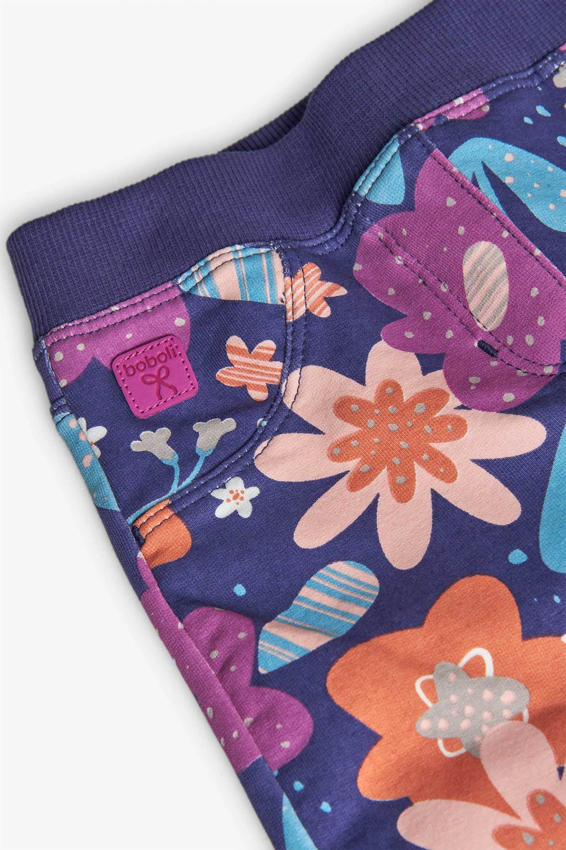 Boboli παιδικό παντελόνι με floral print και ελαστική μέση - 222084 Πολύχρωμο φωτογραφία