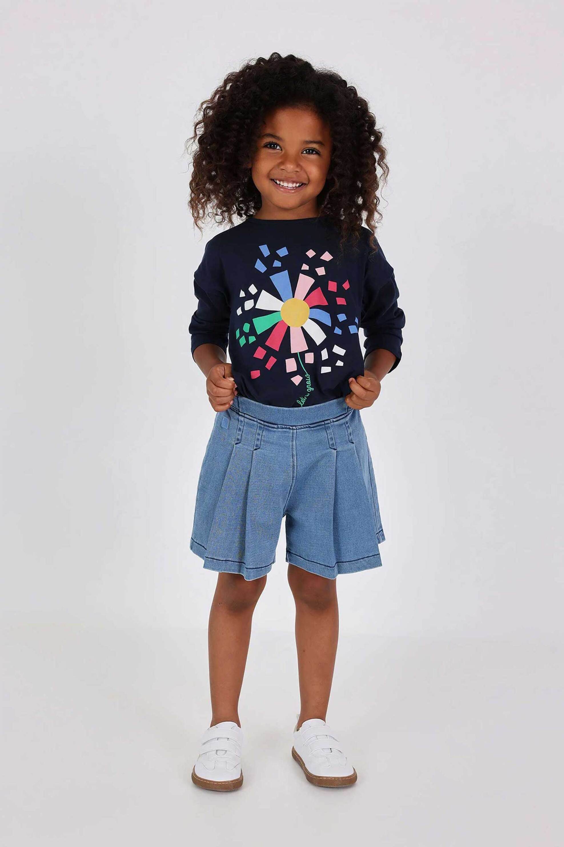 BOBOLI Boboli παιδική φούστα-σορτς denim με πιέτες - 242042 Denim Blue Ανοιχτό